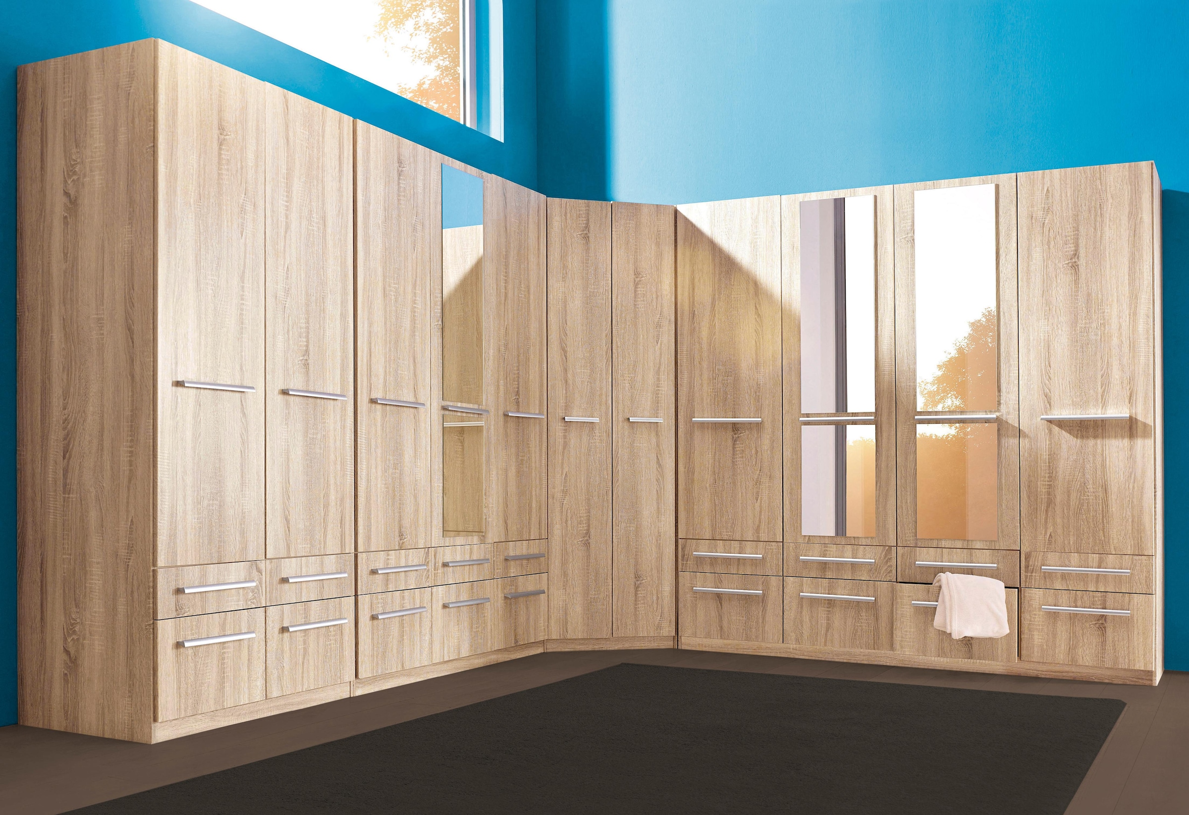 priess Kleiderschrank »Schrank Garderobe Wäscheschrank Barcelona in 5 Breiten«, viel Stauraum, geräumige Schubkästen, mit Spiegel, MADE IN GERMANY