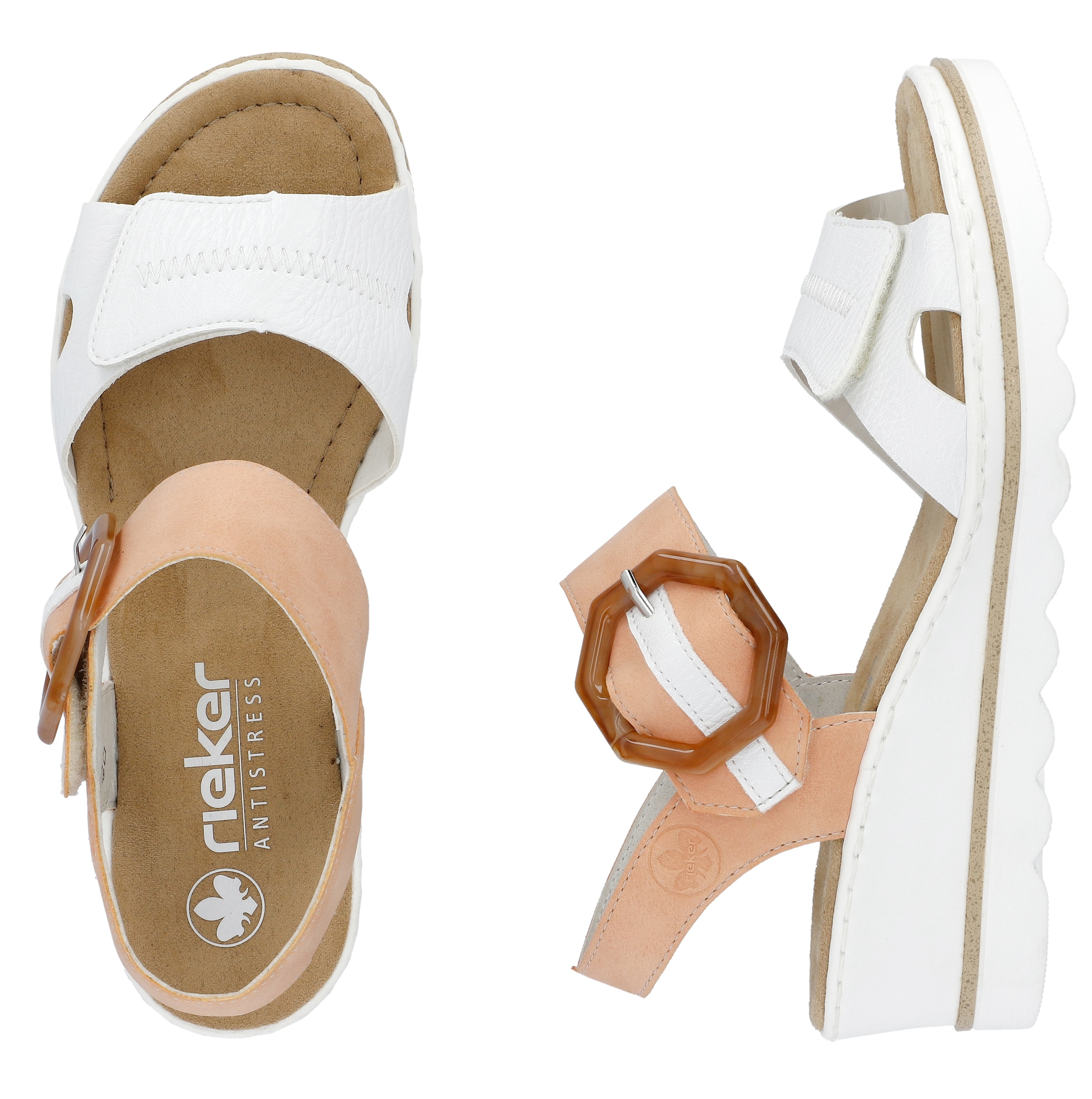 Rieker Sandalette, Sommerschuh, Sandale, Keilabsatz, mit auffälliger Schmuckspange