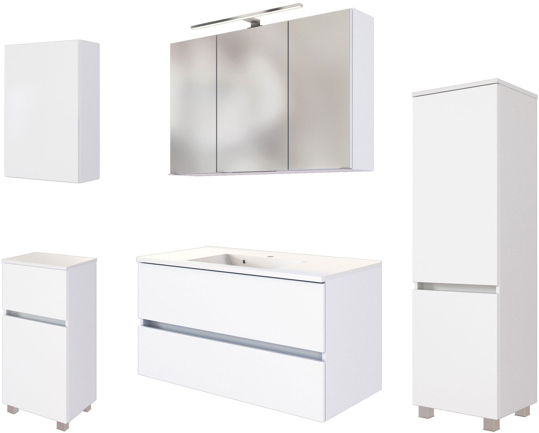 welltime Badmöbel-Set »Welltime Möbel Baabe Waschtisch-Set 3tlg. oder 5tlg. günstig online kaufen