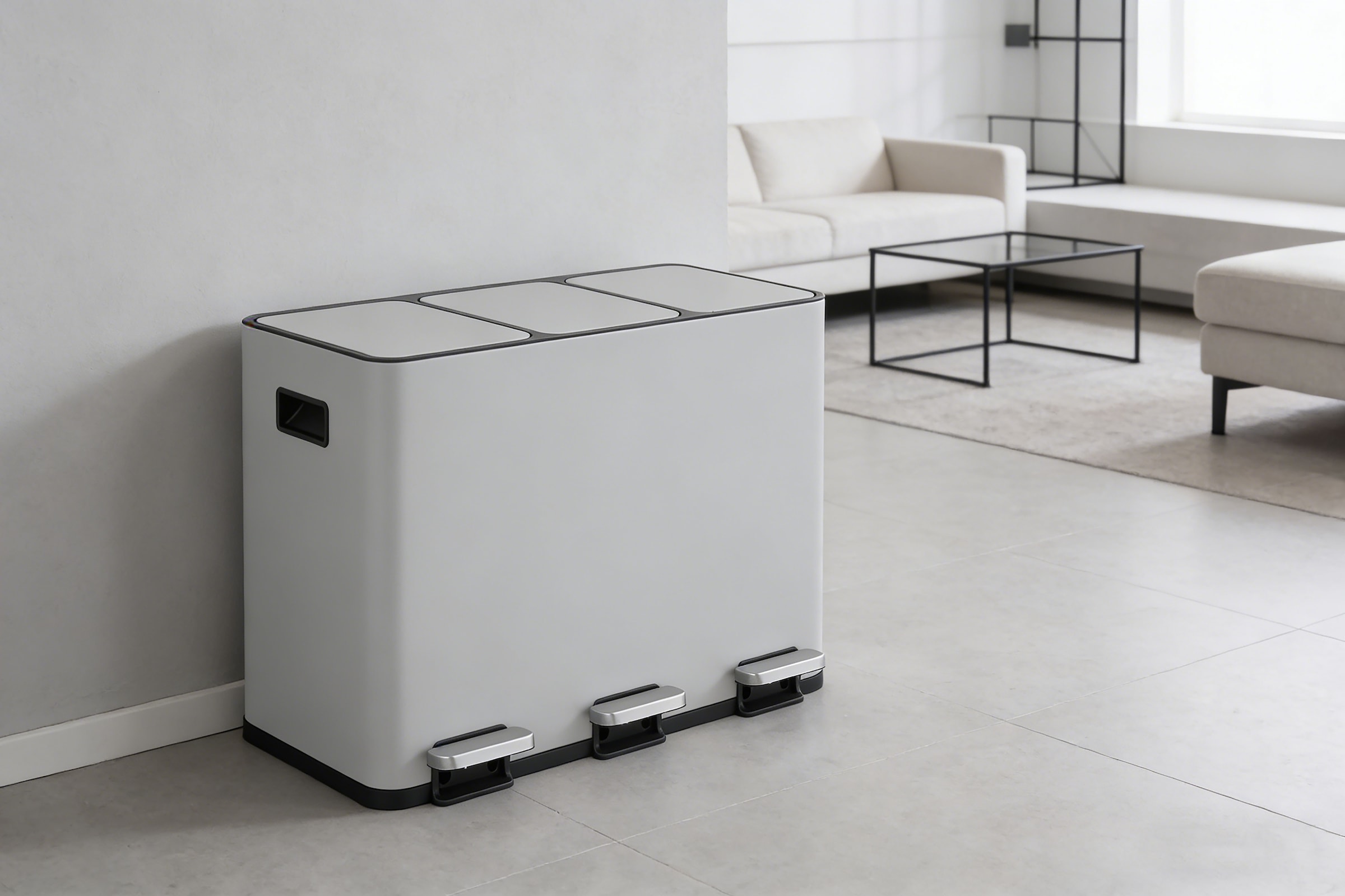 OTTO home Mülleimer »Garrin, Soft Close, Fassungsvermögen 3x 15 Liter« 3 Behälter Mülltrennsystem mit 3 separaten Innenbehältern und Fußtrittpedalen