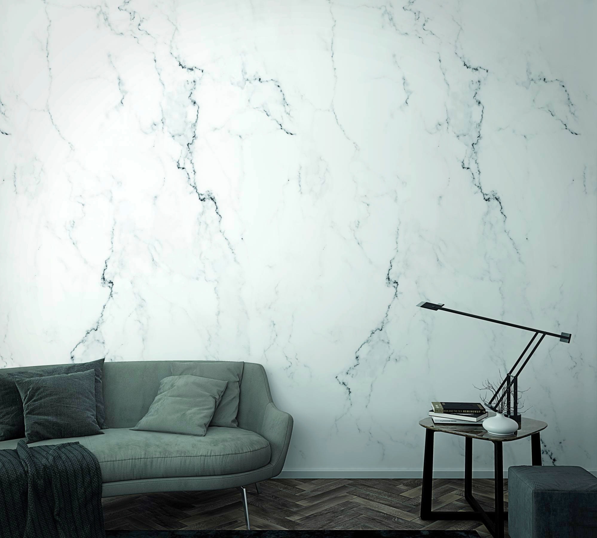 Marburg Vliestapete Marmoroptik Weiß 270 cm x 159 cm FSC® günstig online kaufen