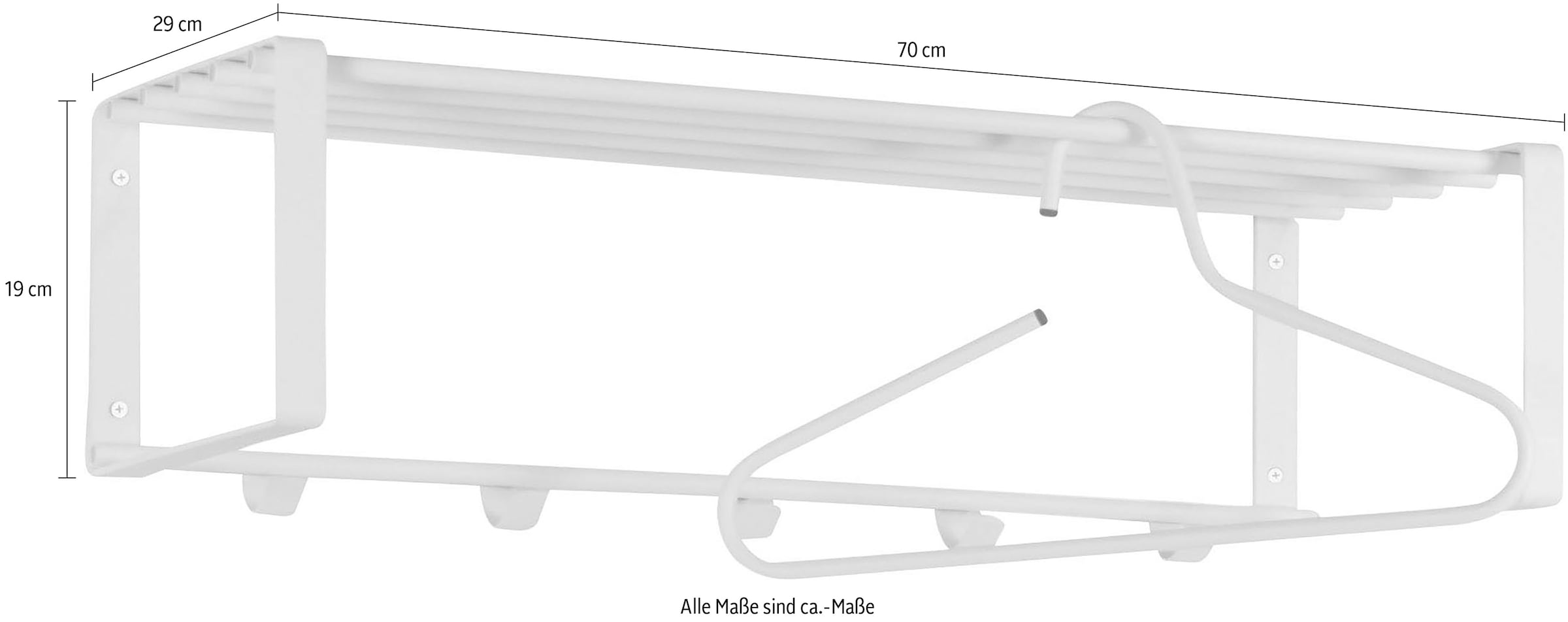 Spinder Design Garderobenleiste »REX«, (1 St.), Wandgarderobe aus Stahl mit Hutablage und 5 bzw. 7 Haken