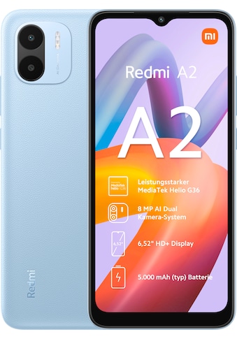 Smartphone »Redmi A2 2GB+32GB«, Hellblau, 16,6 cm/6,52 Zoll, 32 GB Speicherplatz, 8 MP...