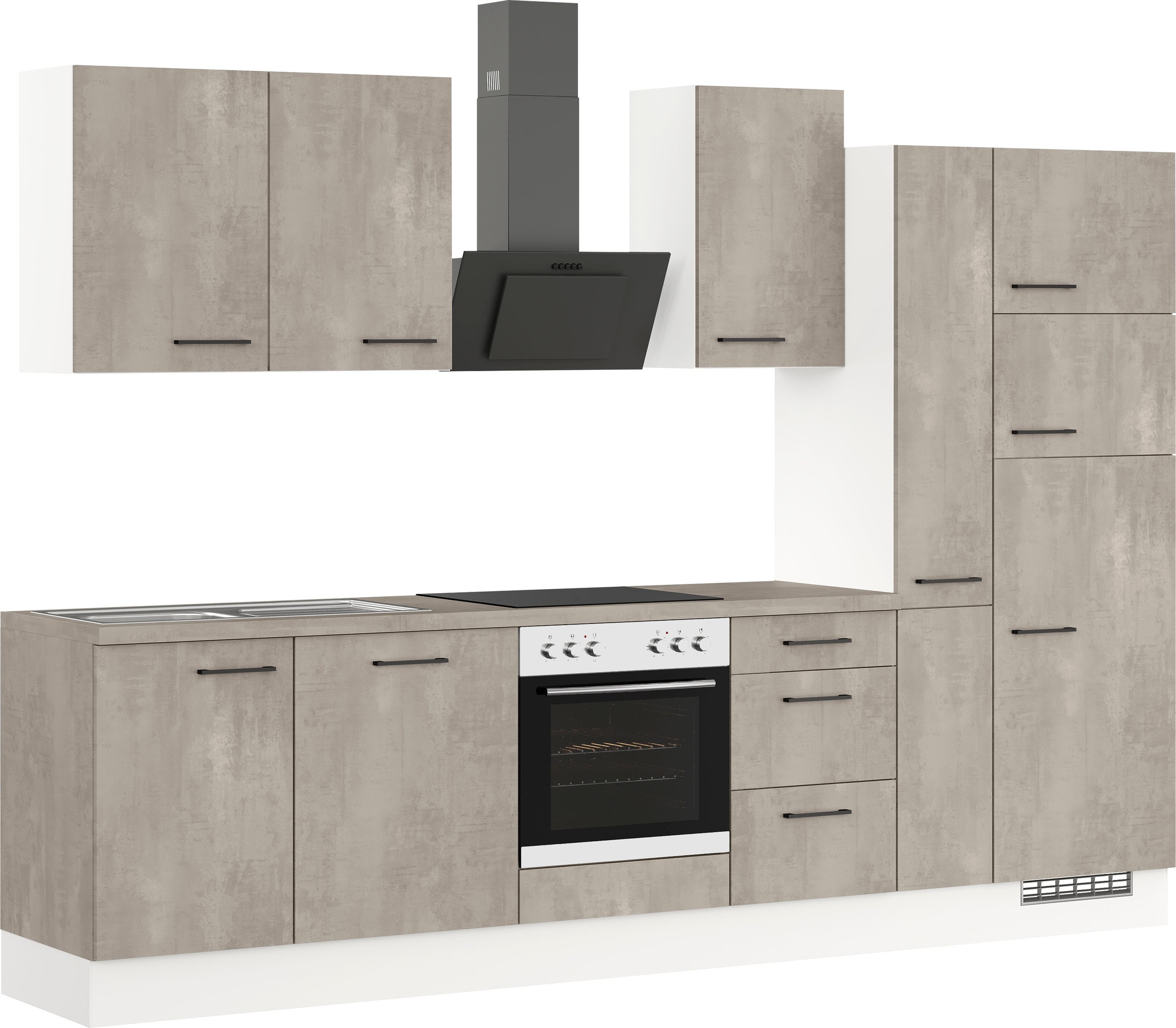 IMPULS KÜCHEN Küchenzeile »"Valencia", Ausrichtung wählbar, Schubkästen mit Soft-Close,«, vormontiert, wahlweise mit E-Geräten, Breite 310 cm