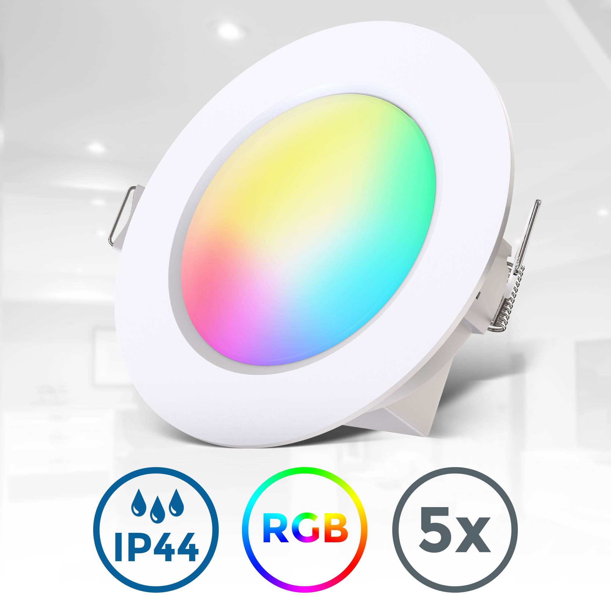 B.K.Licht LED Bad-Einbauleuchte, 5er-Set, Schutzart IP44, RGB-Modus, 3.000 günstig online kaufen