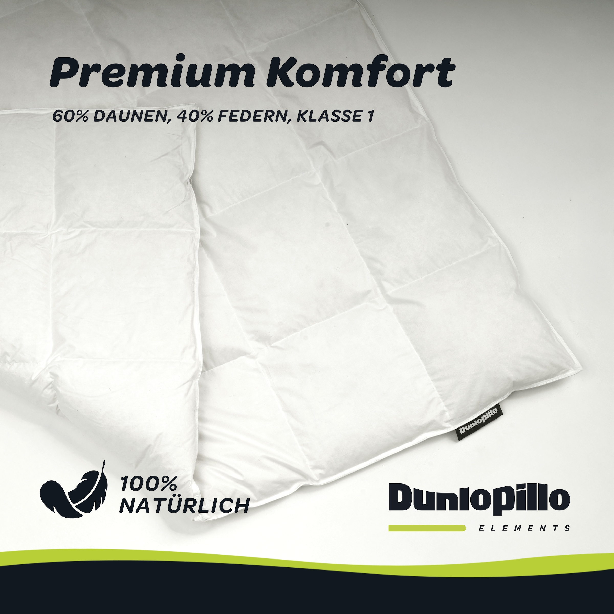 Dunlopillo Daunenbettdecke »Elements "NEUHEIT" Daunenbettdecke 135x200 cm weitere Größen« normal Füllung 60% Daunen & 40% Federn 1 Stk. tlg. Hergestellt in Deutschland