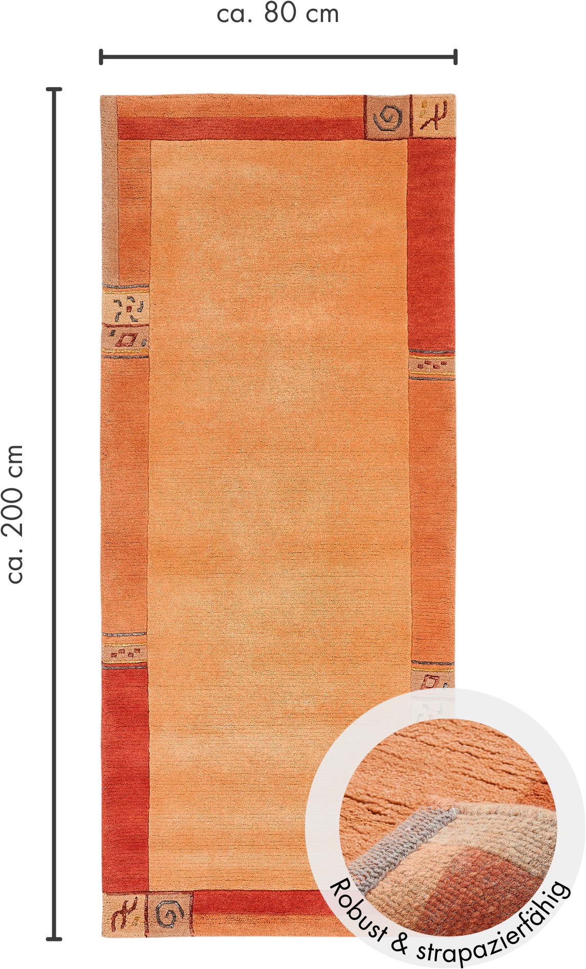 LUXOR living Wollteppich »India«, rechteckig, 20 mm Höhe, reine Wolle, handgeknüpft, mit Bordüre, auch als Läufer