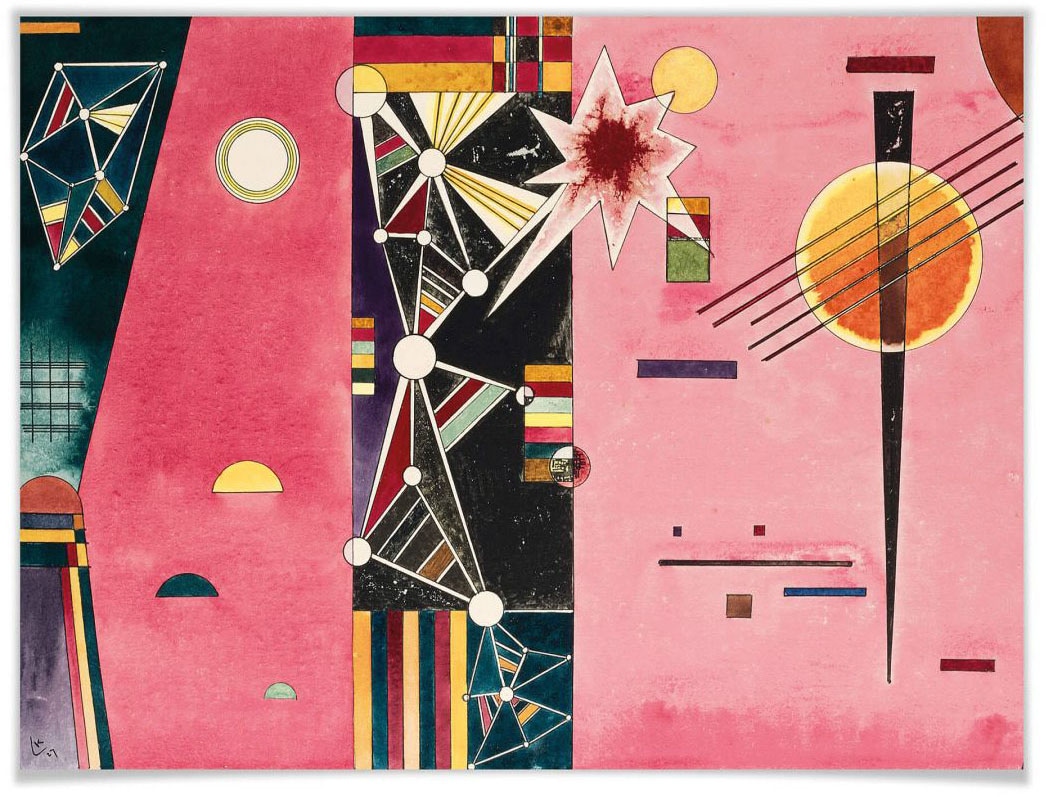 Wall-Art Poster »Kandinsky abstrakte Kunst Rosa Rot«, Abstrakt, (1 St.),  Poster, Wandbild, Bild, Wandposter online bestellen