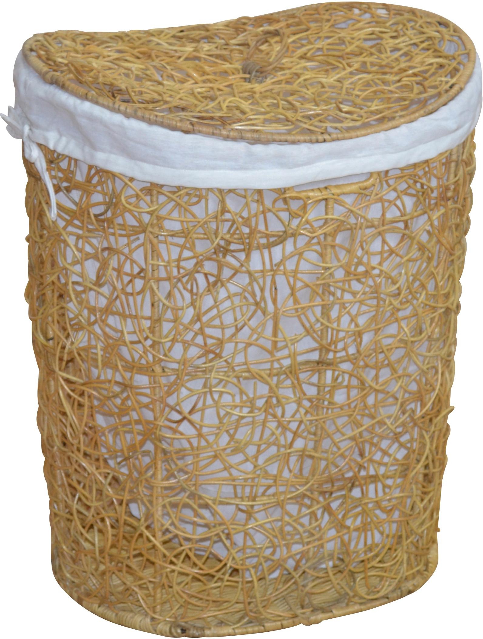 my home Wäschekorb, Rattan-Geflecht, mit Stoffeinsatz und Deckel, Höhe 62 c günstig online kaufen
