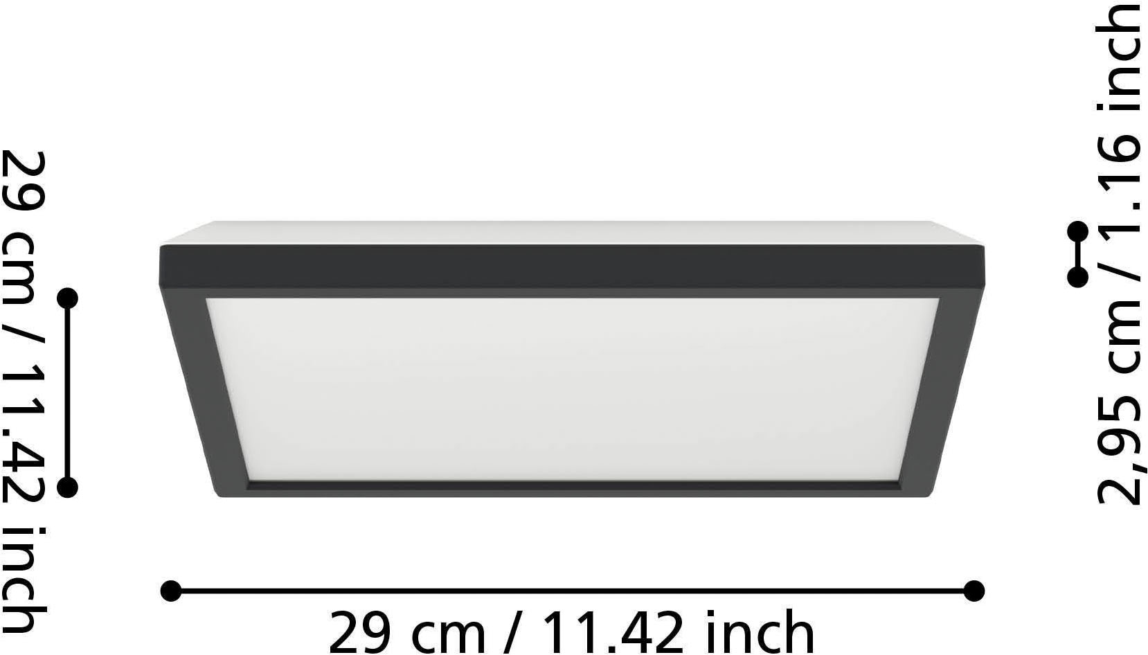 EGLO Deckenleuchte »Rovito Deckenlampe, Deckenbeluchtung, Badlampe Decke, Kunststoff, IP44« LED-Modul 1 Stk. Kaltweiß | Neutralweiß | Warmweiß Wand-/Deckenleuchte - L29 x B29 x H3 cm - schwarz - 13,4W inkl.