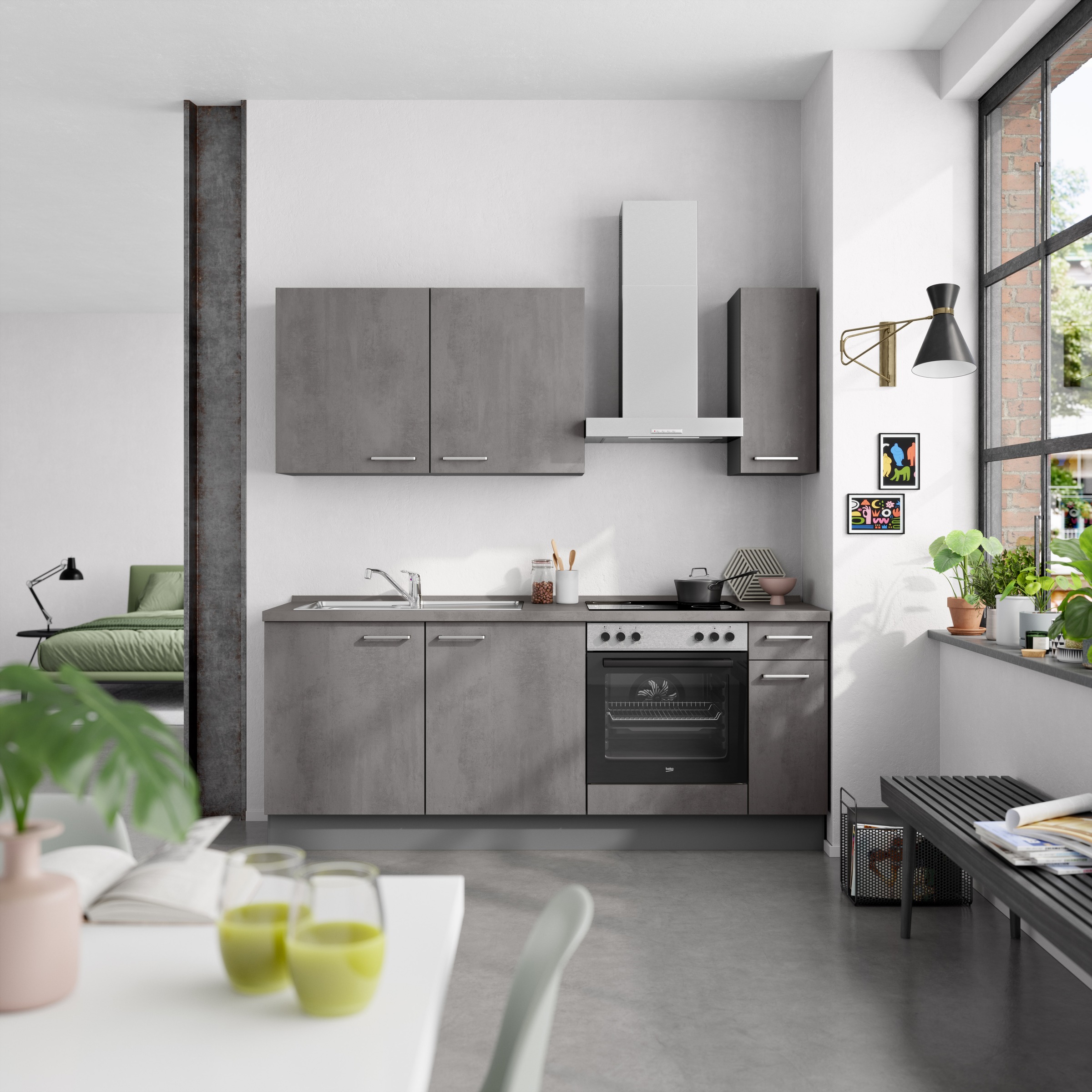 nobilia® Küchenzeile »"Riva I"«, vormontiert, Ausrichtung wählbar, Breite 210 cm, wahlw. mit E-Geräten