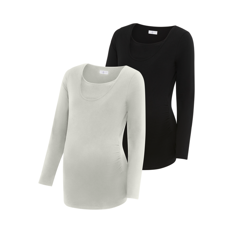 NEUN MONATE Umstandsshirt »2er Pack Stillshirts mit praktischem Ausschnitt« Packung, 2 Stk. tlg. 2er Pack Umstands-Shirt für Schwangerschaft und...