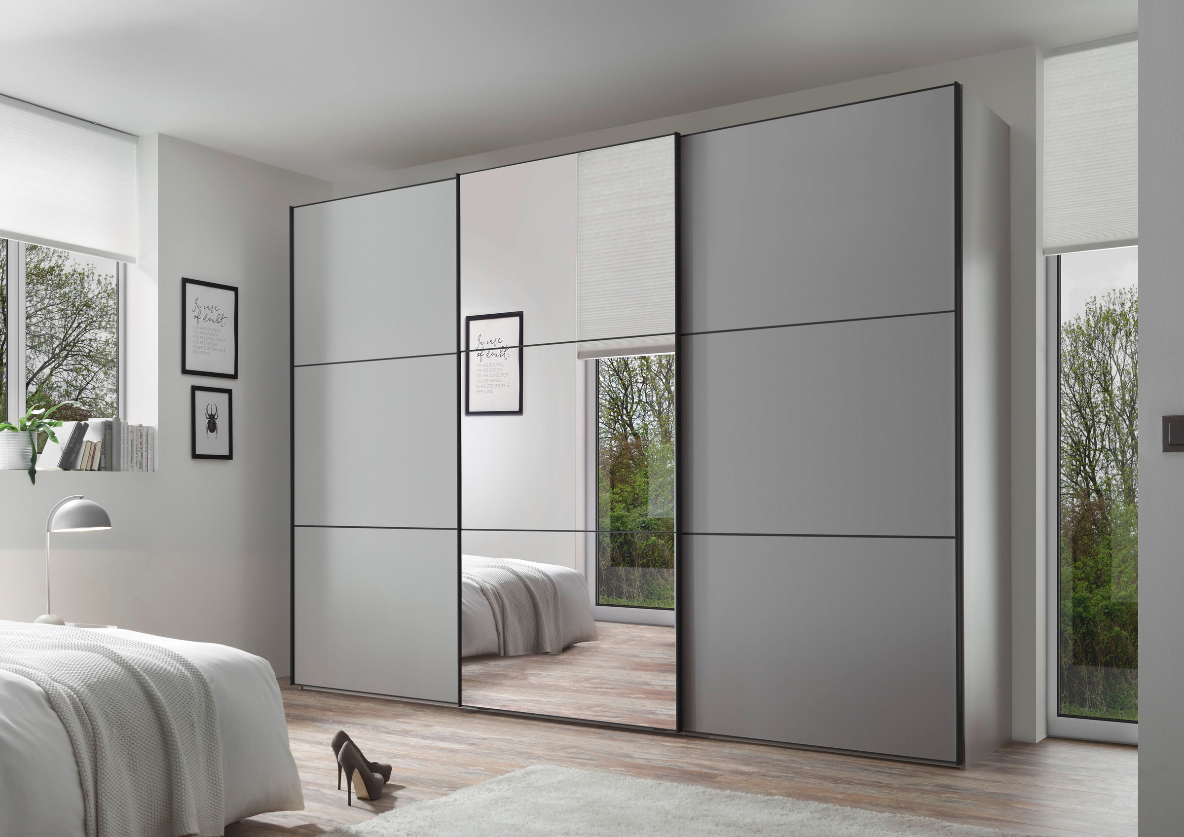 STAUD Schwebetürenschrank »Includo, Made in Germany«, Mit Spiegeltüre und vier verschiedenen Ausstattungsvarianten