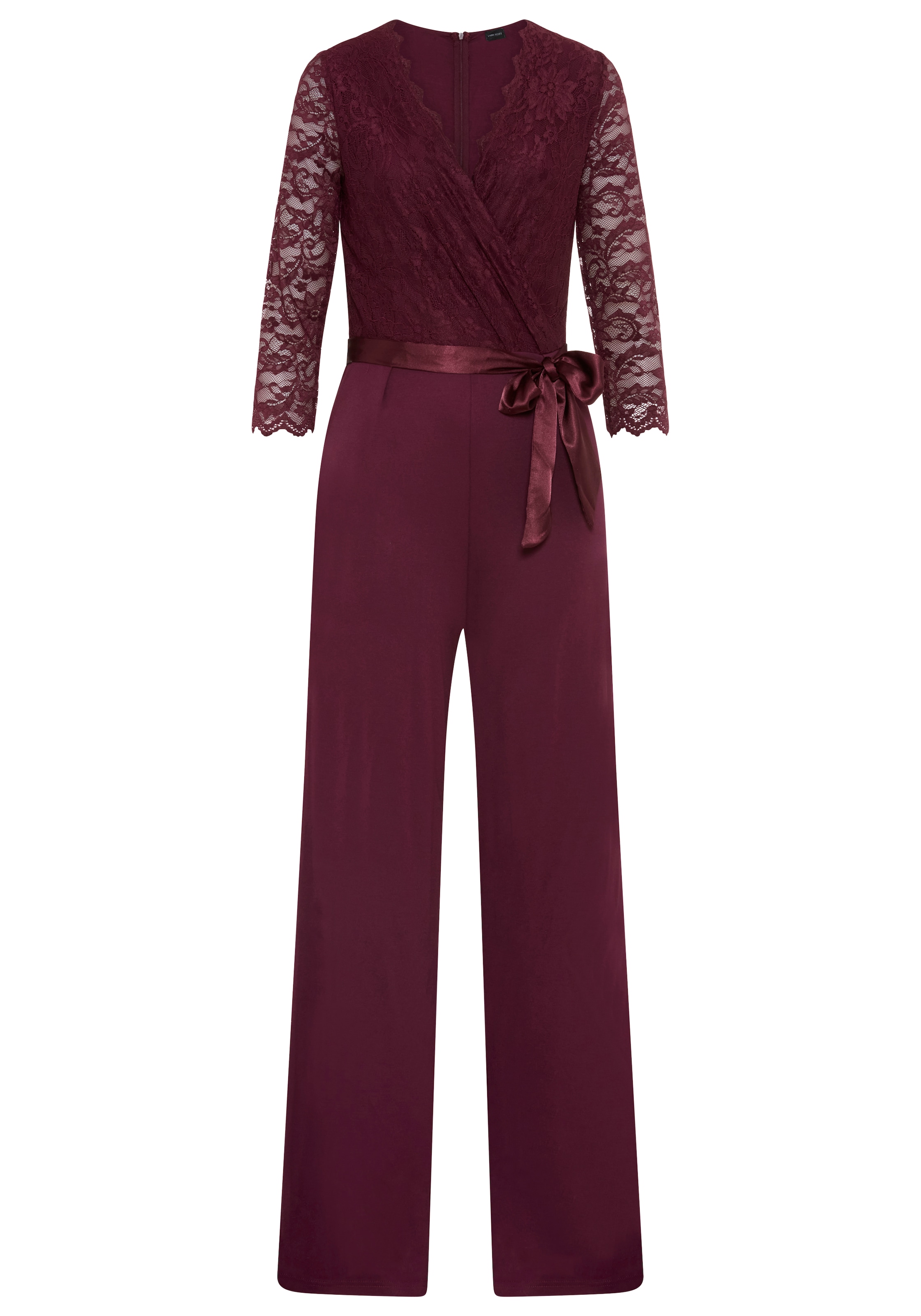 Laura Scott Jumpsuit mit Spitzenoberteil, elastischer Materialmix