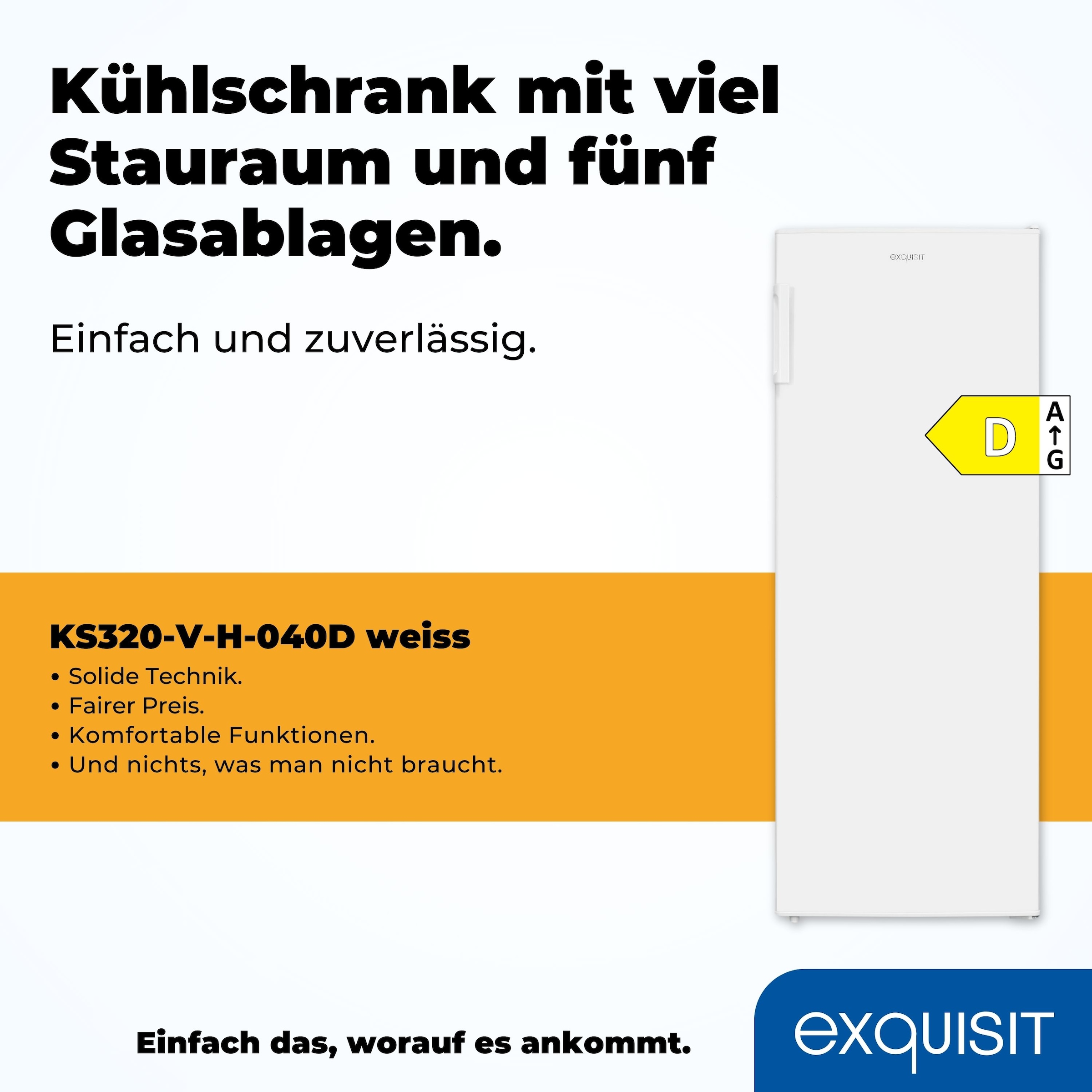 exquisit Vollraumkühlschrank »KS320-V-H-040D weiss«