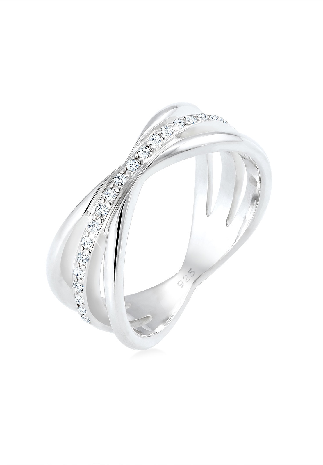 Elli Premium Fingerring »Wickelring Blogger Kristalle 925 Silber«