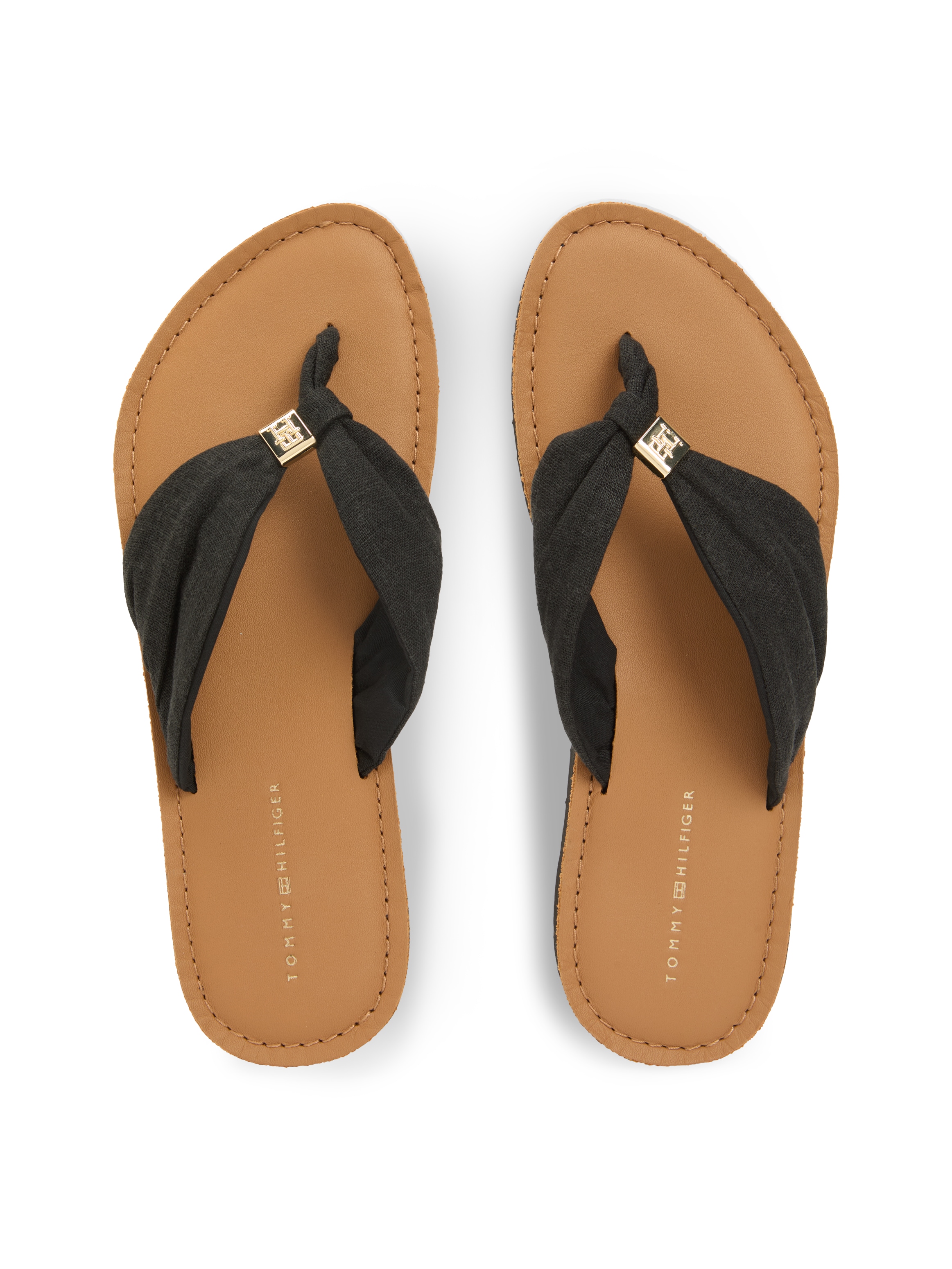 Tommy Hilfiger Zehentrenner »TH LTR FOOTBED SUMMER SANDAL«  Sommerschuh, Strandschuh, Dianette, Flat mit Logoemblem