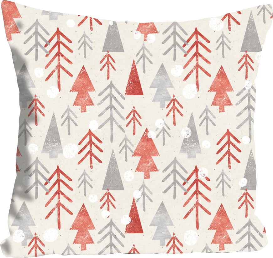queence Dekokissen »Pascal«, Kissenhülle,Wald,Weihnachten,Grau,Rot,Festlich günstig online kaufen