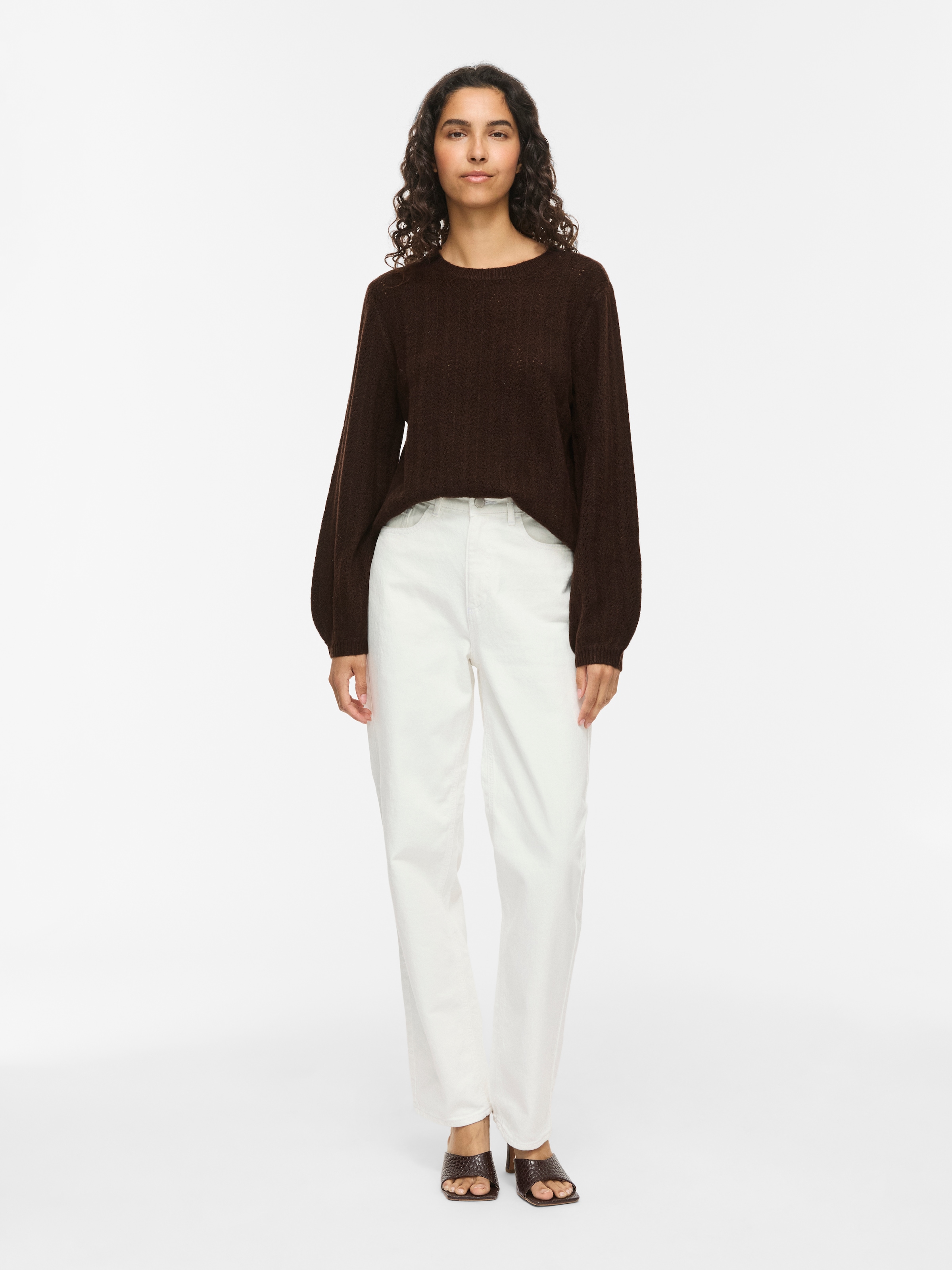 Vila Strickpullover »VILIGA POINTELLE L/S O-NECK TOP -NOOS« Materialmix