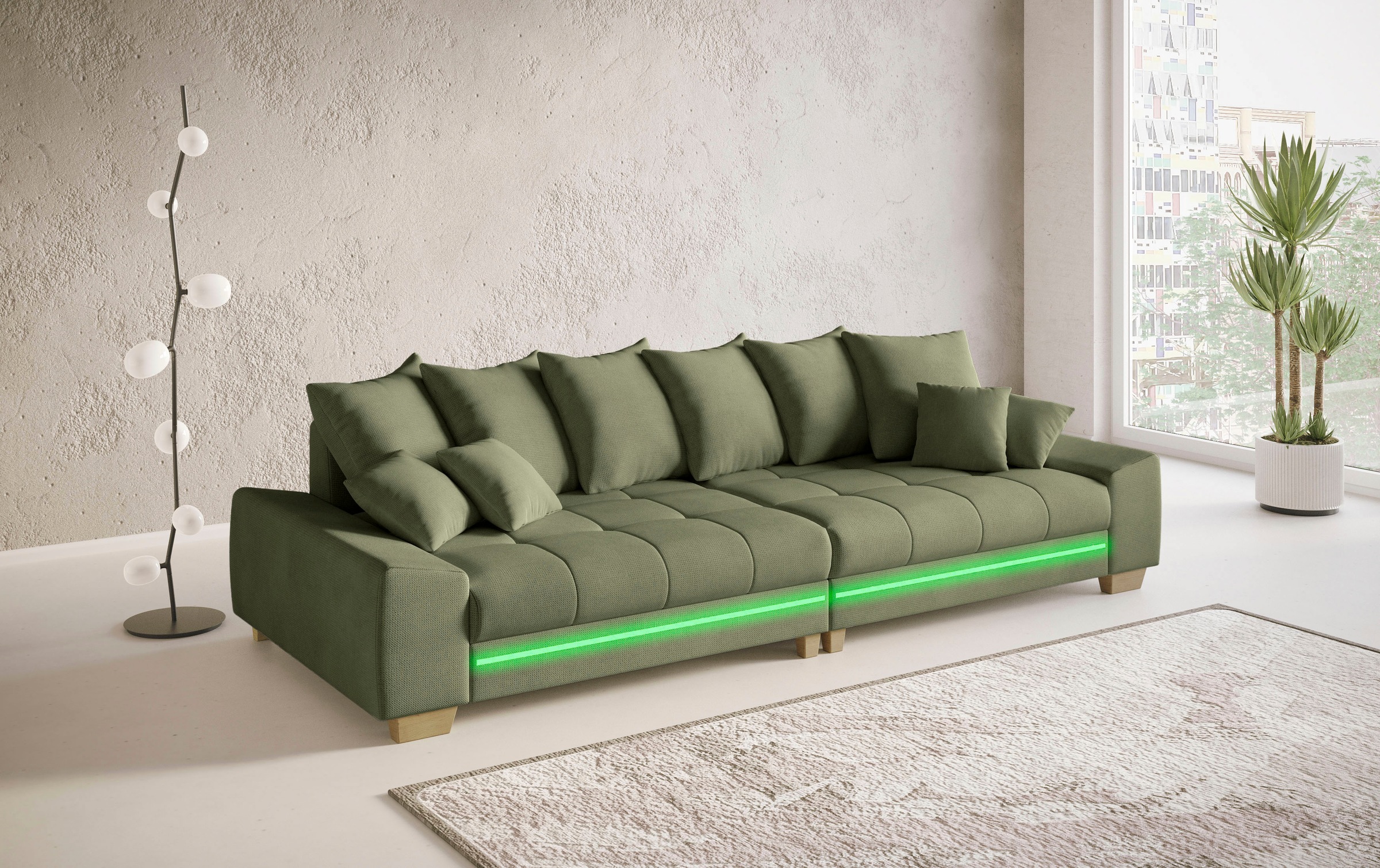 Mr. Couch Big-Sofa »Nikita II«, mit RGB-LED Beleuchtung, wahlweise mit Kaltschaum