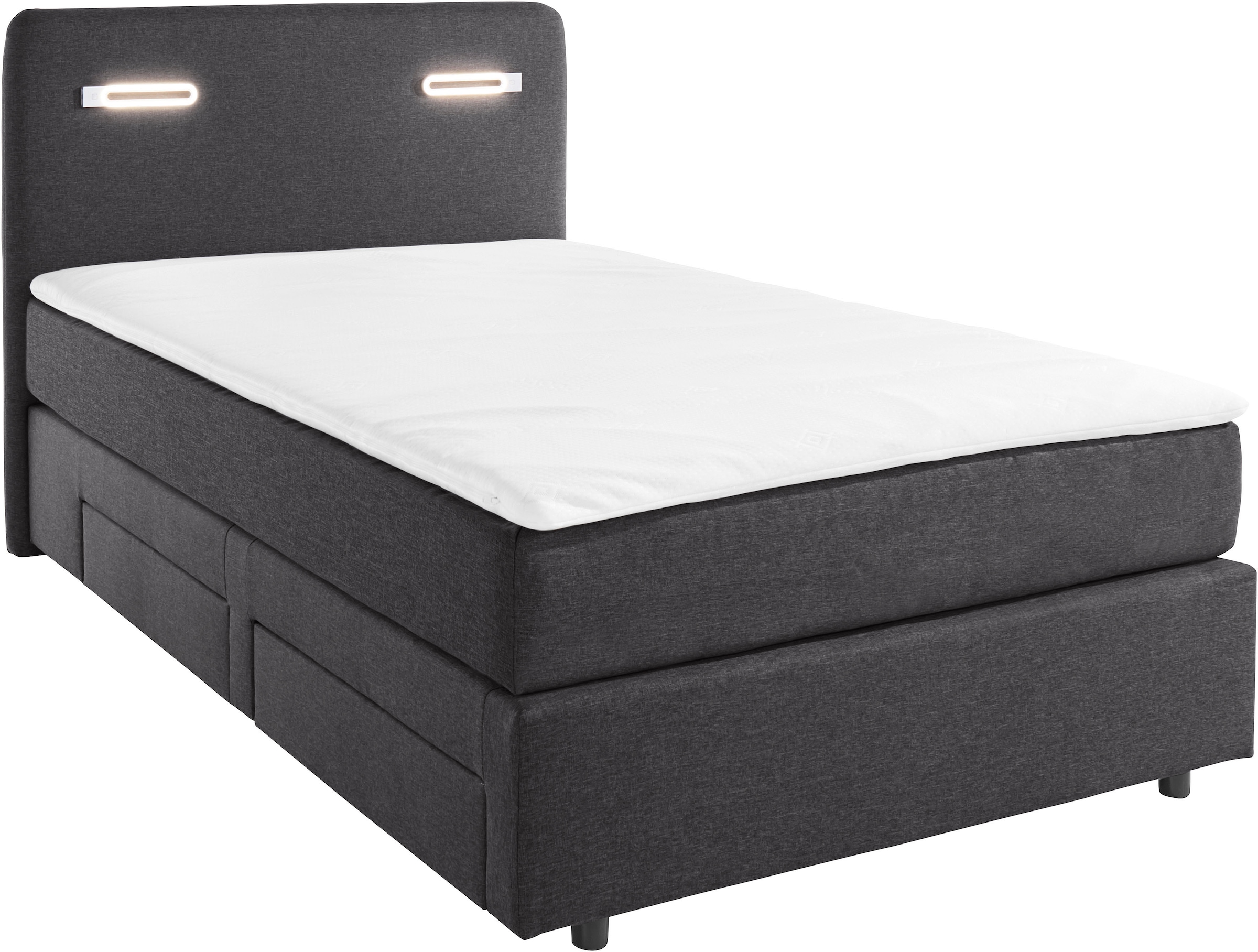 INOSIGN Boxbett »Luan«, Schubkästen, LED-Beleuchtung und Topper, in Breite 120 cm und 180 cm