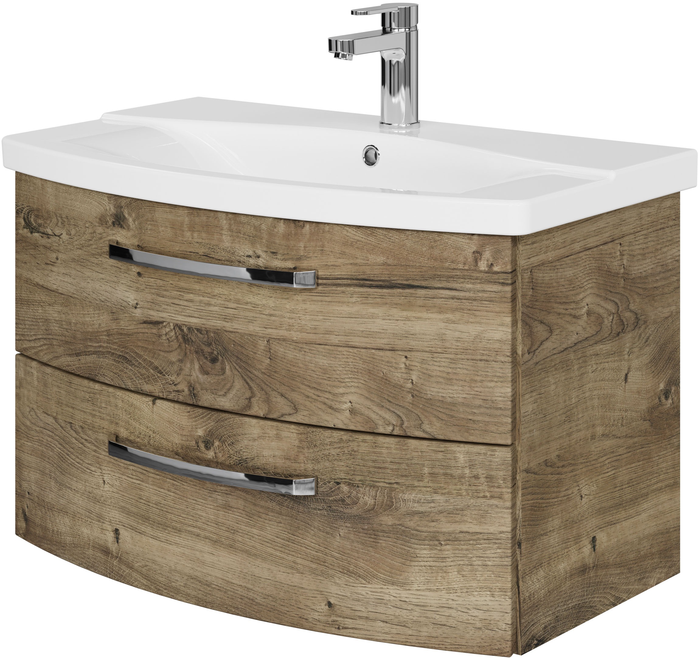 Saphir Badmöbel-Set »Serie 4010 2-teilig Keramik-Waschtisch mit LED-Spiegelschrank«, (Set), Badezimmer Set 84 cm breit, inkl. Türdämpfer, 3 Türen, 2 Schubladen