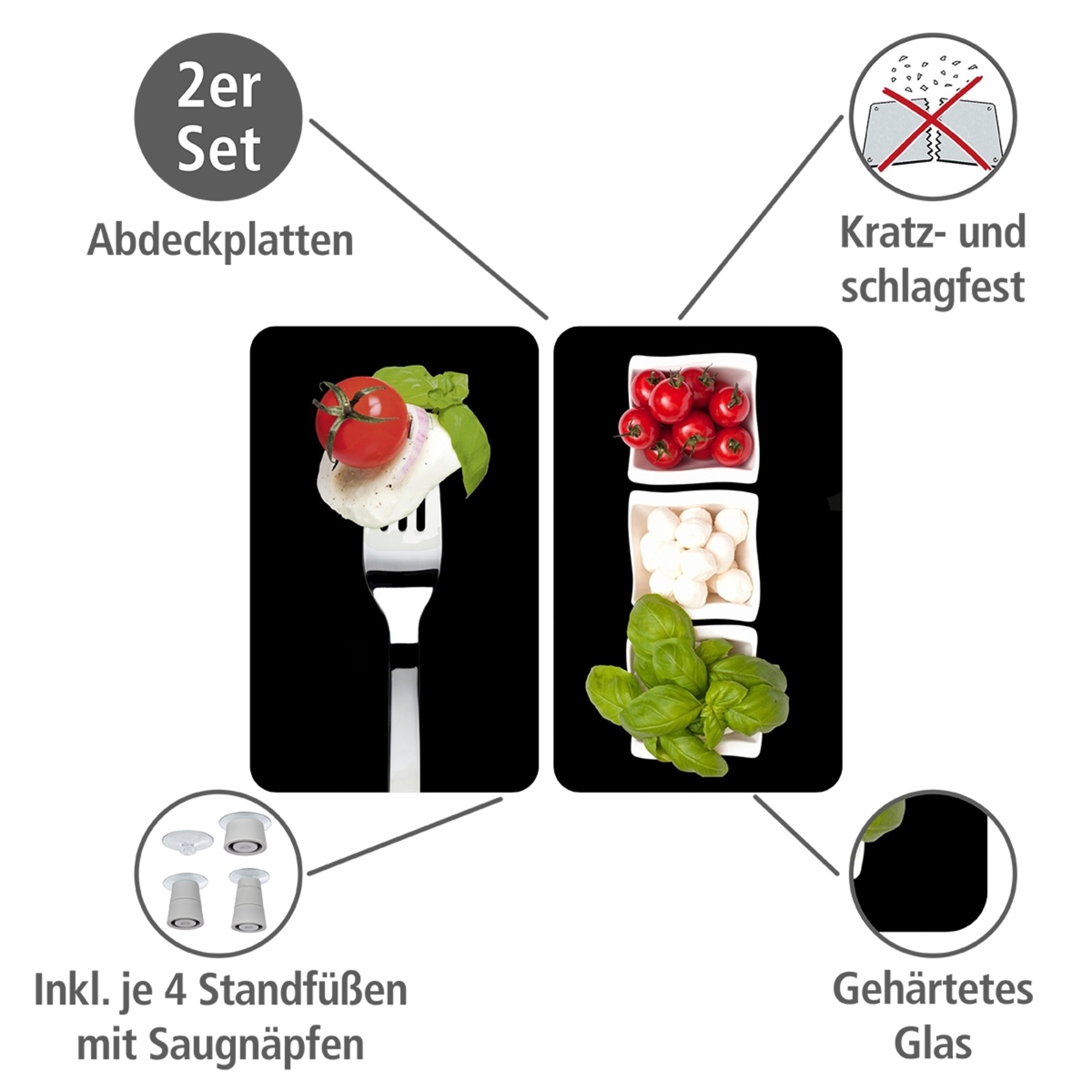 WENKO Herd-Abdeckplatte »Universal Modell Caprese«, (Set, 2 tlg.), Herdabde günstig online kaufen