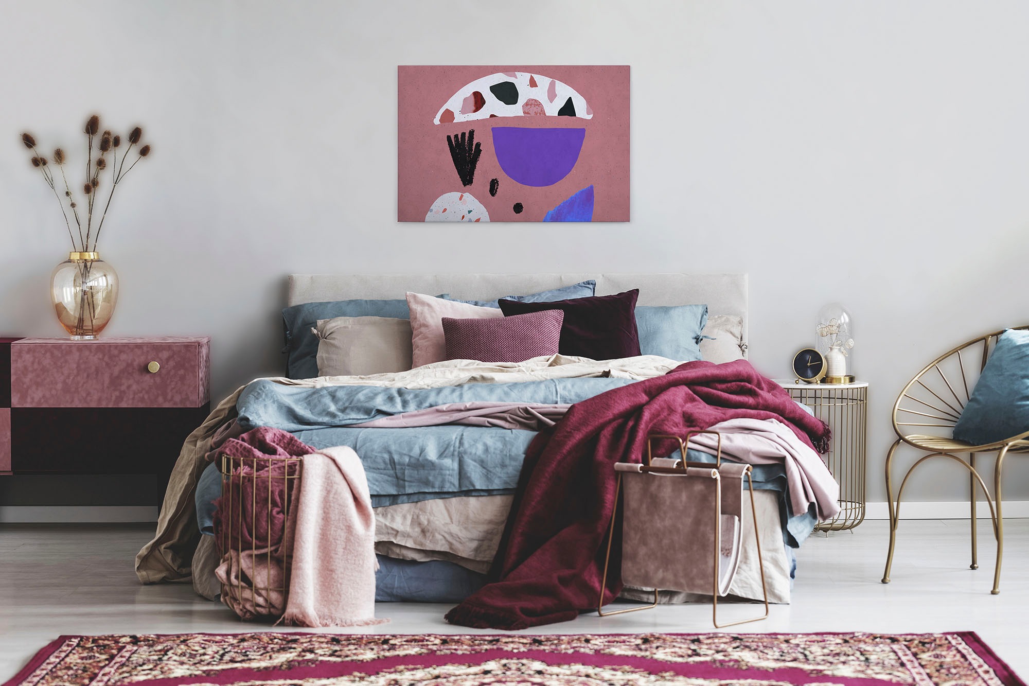 A.S. Création Leinwandbild »terrazzo 5«, Kunst-Abstrakt-Kinder, (1 St.), Keilrahmen Bild Abstrakt Bunt Rosa Leinwand-Bild Wohnzimmer modern