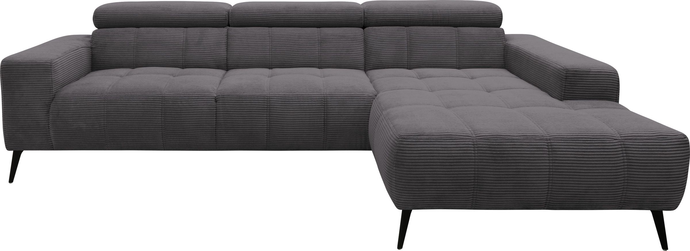 DOMO collection Ecksofa »Trento L-Form, mit Kufenfuß oder Einzelfuß«, wahlweise mit Kopfteilverstellung, Recamiere links/rechts bestellbar