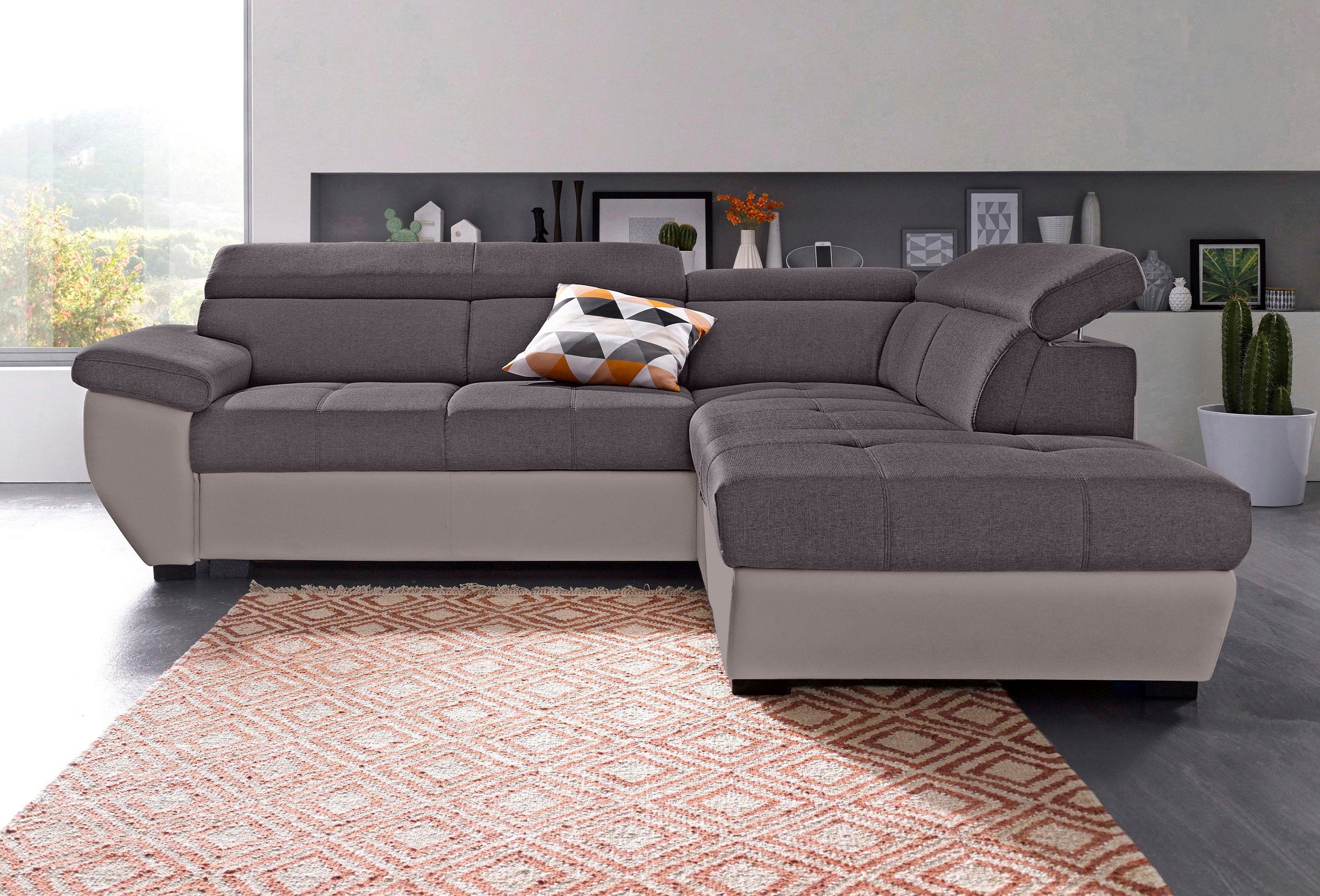 COTTA Polstergarnitur »Speedway L-Form«, (Set), Set bestehend aus: Ecksofa mit Kopfteilverstellung & Hocker
