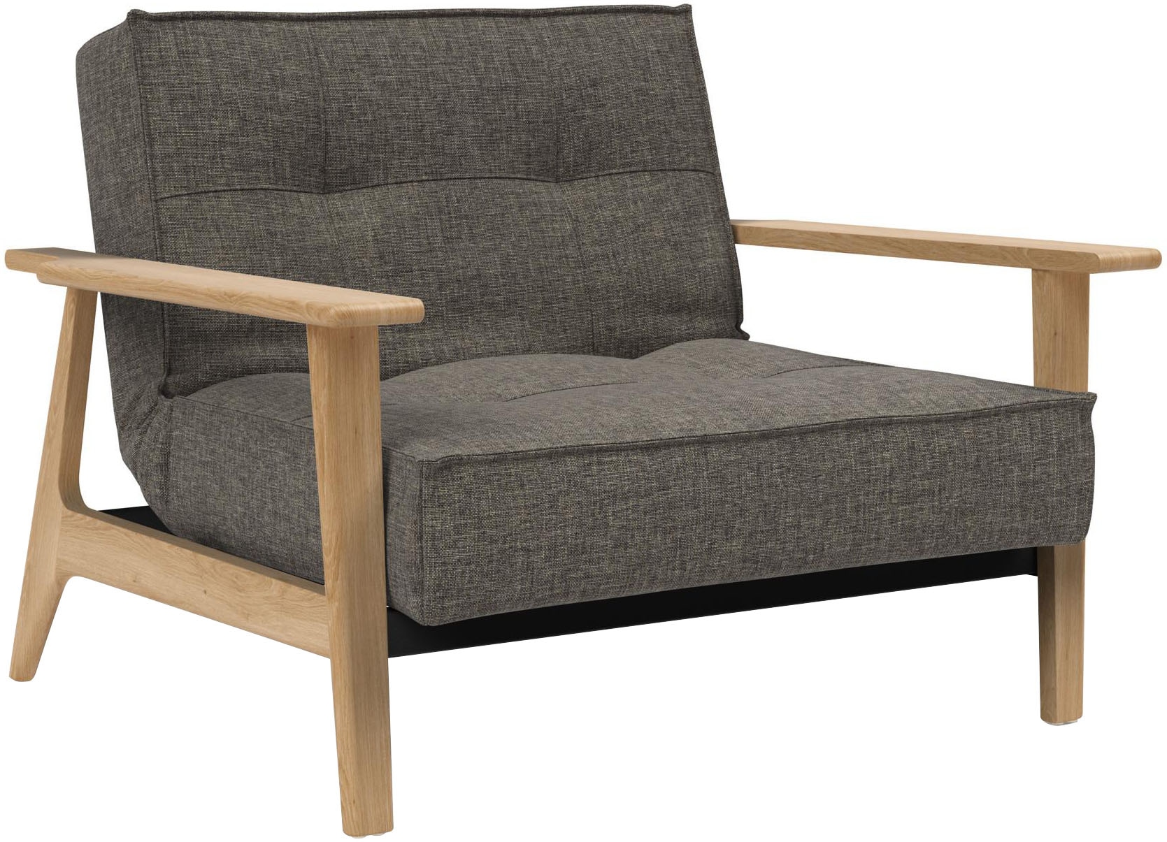 INNOVATION LIVING ™ Sessel »Splitback, Multifunktion, Loungesessel, Relaxstuhl, Fernsehsessel«, Relaxsessel mit verstellbarer Rückenlehne, Armlehne aus massiver Eiche