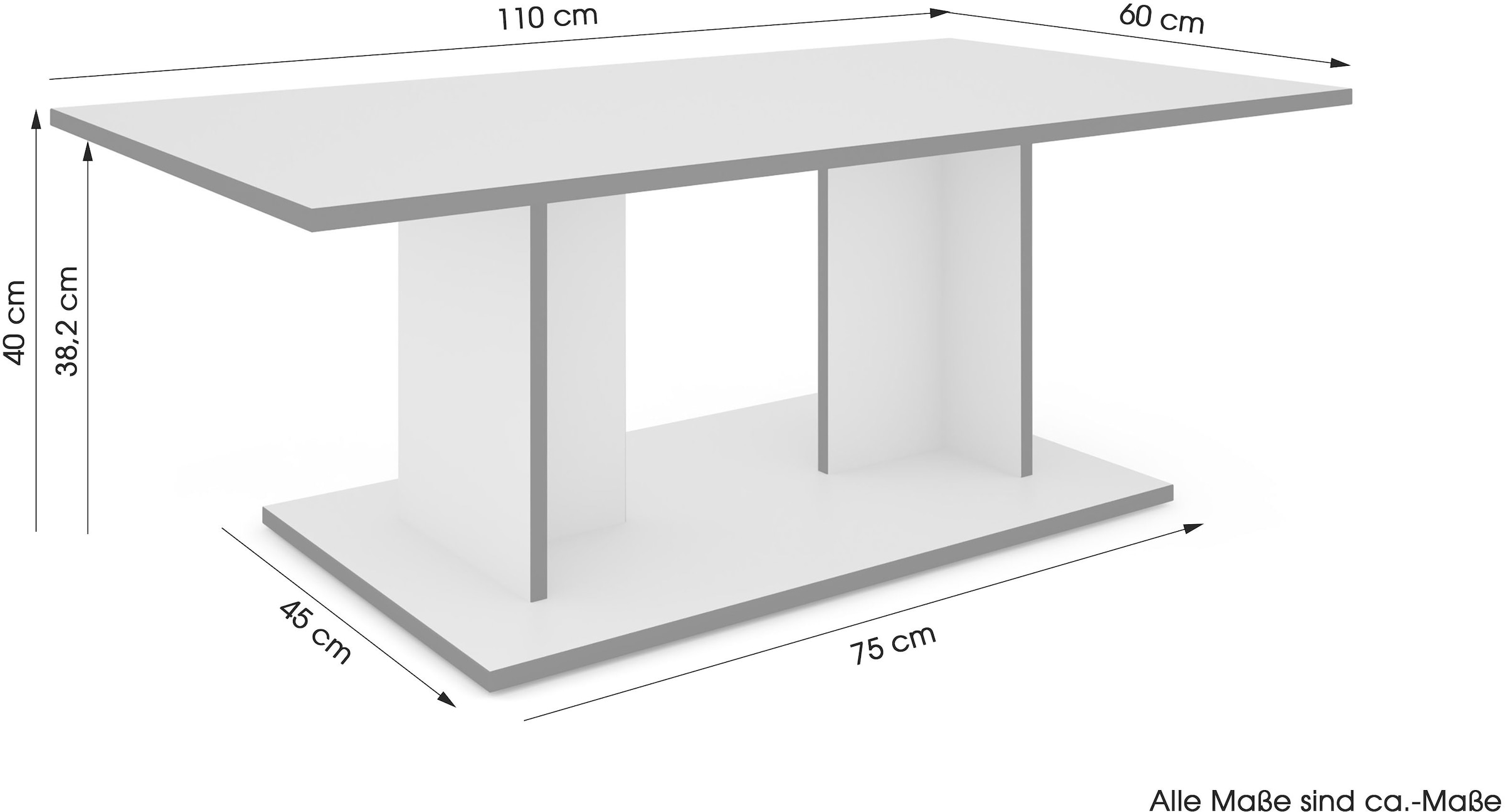 byLIVING Couchtisch »TOM« Eiche-Optik oder Weiß, Kante schwarz, Belastbarkeit 40 kg, B: 110 cm