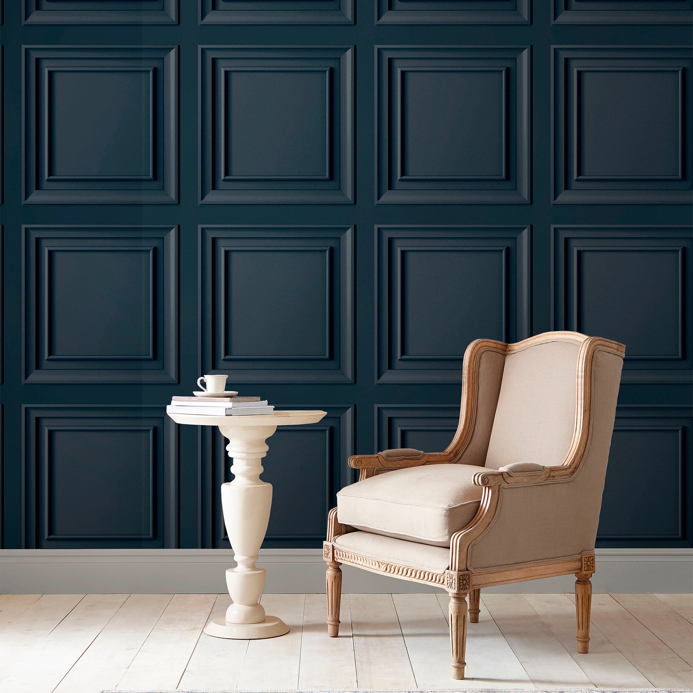 LAURA ASHLEY Vliestapete »Laura Ashley Redbrook Wood Panel Dark Seaspray Vliestapete«, 3D-Optik, Laura Ashley Redbrook Wood Panel Dark Seaspray Vliestapete
