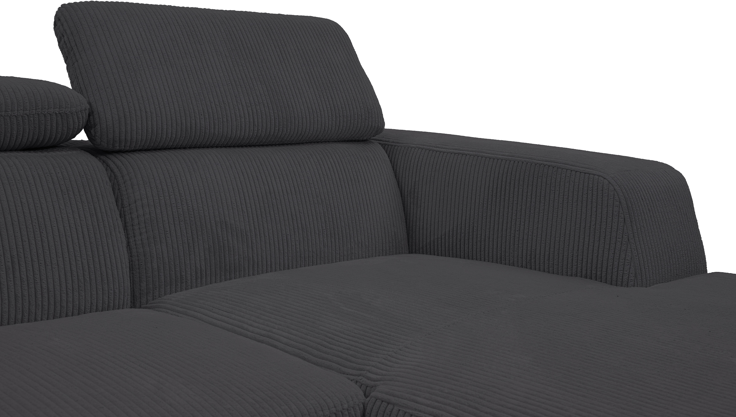 WERK2 Ecksofa »Cherry 270 x 192 cm modern & bequem, Kopfteilverstellung, Bettfunktion« Cord, L-Form, XXL, Schlaffunktion, Bettkasten