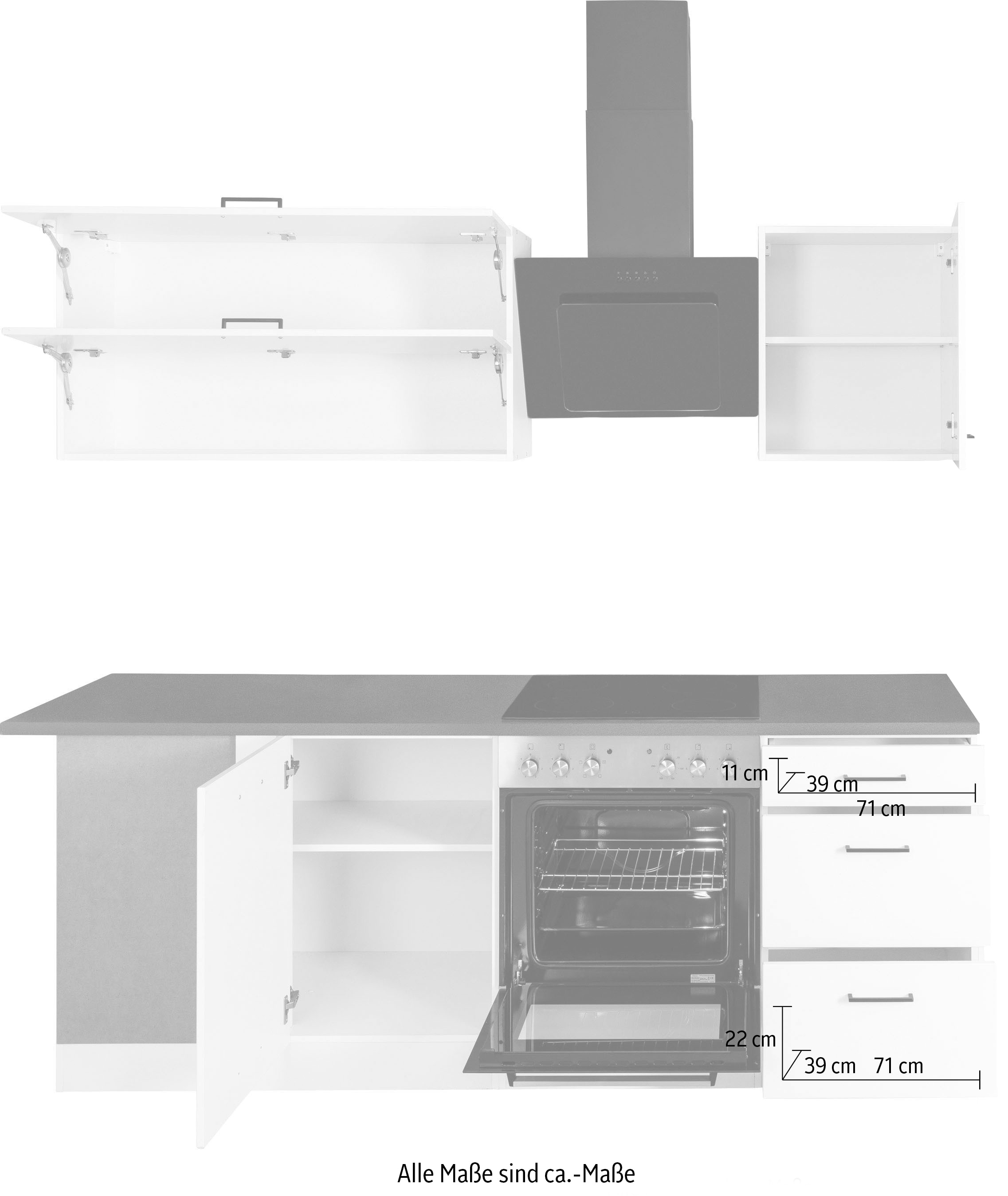 KOCHSTATION Winkelküche »KS-Trier«, mit E-Geräten, Stellbreite 220/220 cm