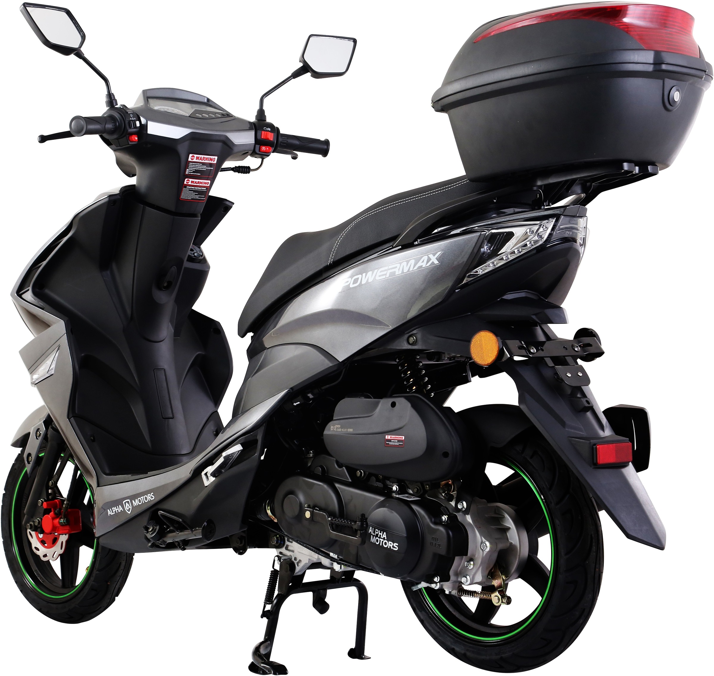 Alpha Motors Motorroller »Powermax 50 ccm 25 kmh EURO 5 dunkelgrau (mit/ohne Topcase)«, 50 cm³, 25 km/h, Euro 5, 2,6 PS
