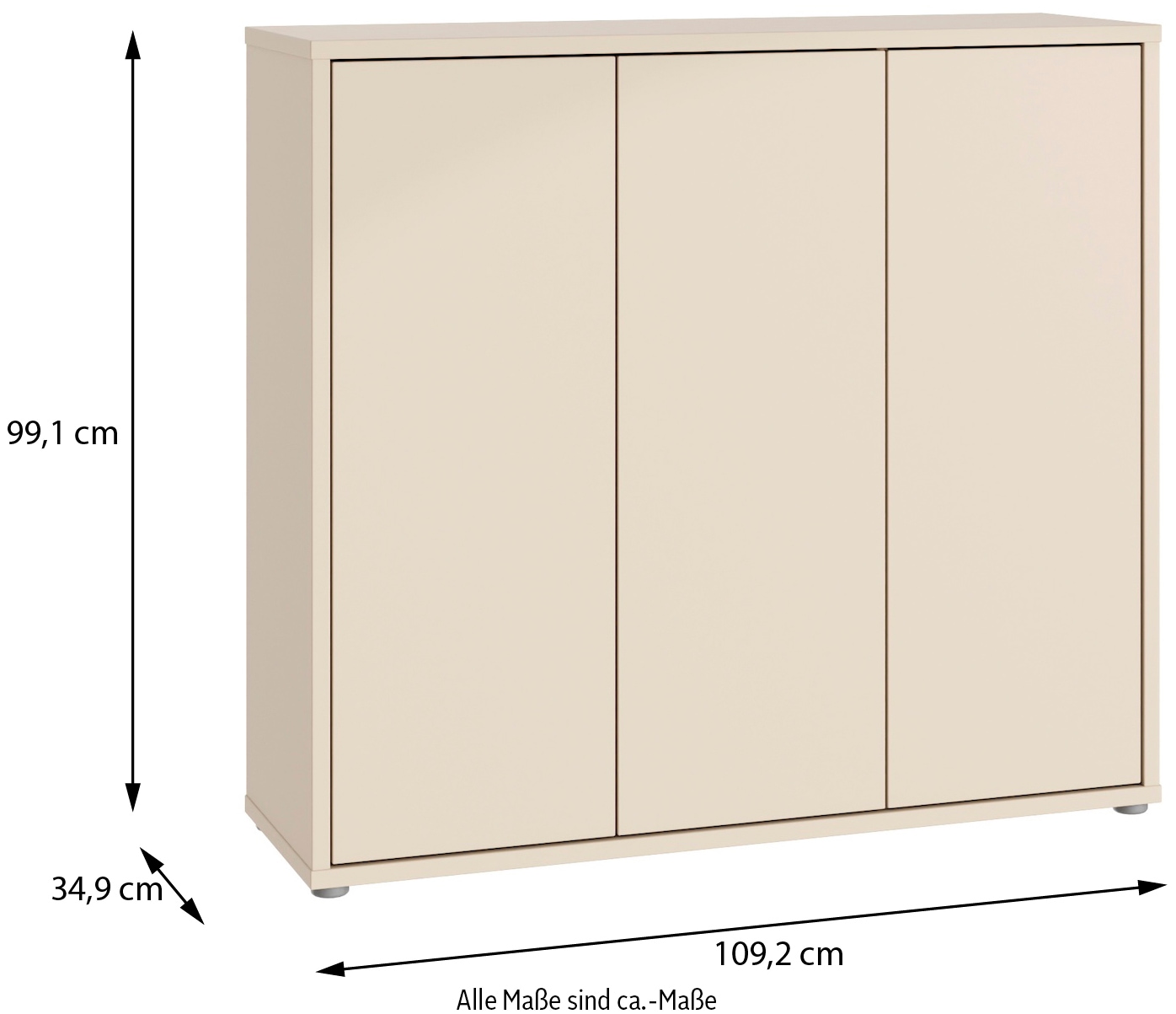 FORTE Schuhschrank »Alice Springs«, (B/H/T 109,2/99,1/34,9 cm), Stauraumschrank, Mehrzweckschrank, grifflose Front, Push to open