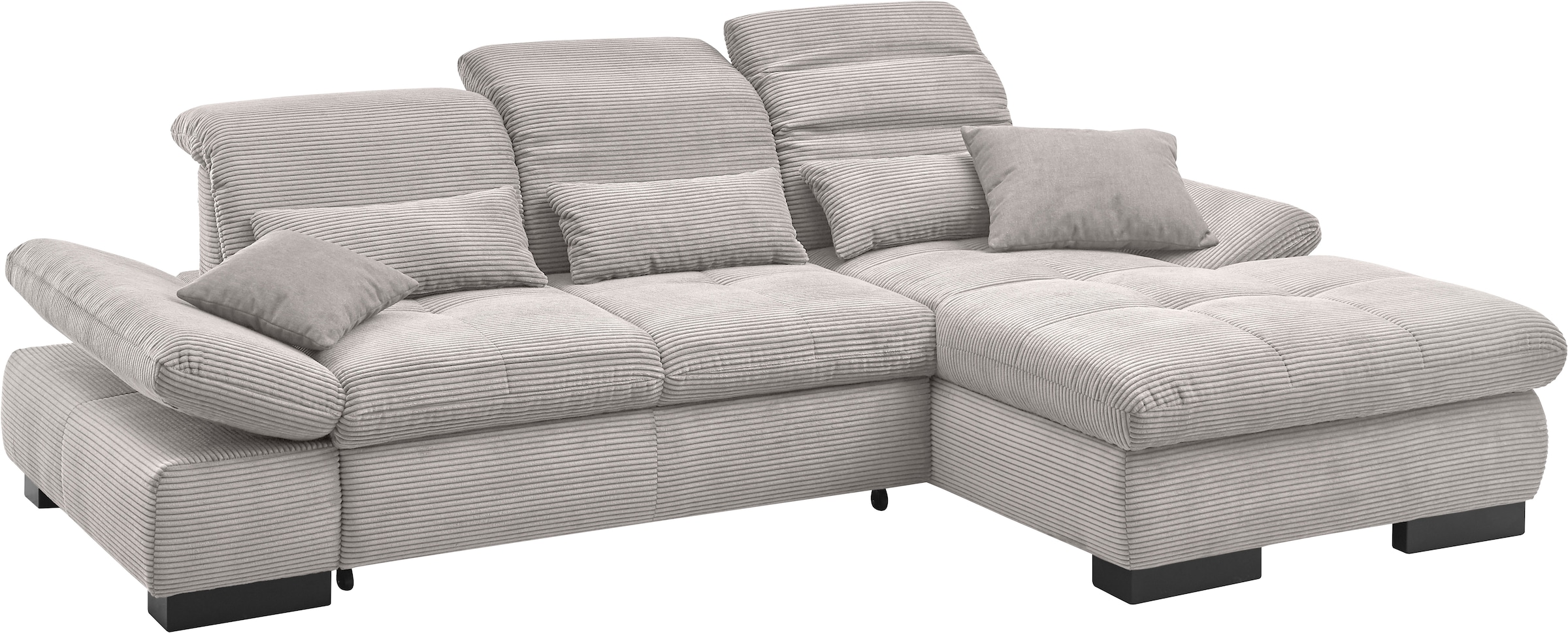 set one by Musterring Ecksofa »SO4100 V«, mit verstellbaren Kopfteilen, wahlweise mit Funktionen, Cord-Bezug