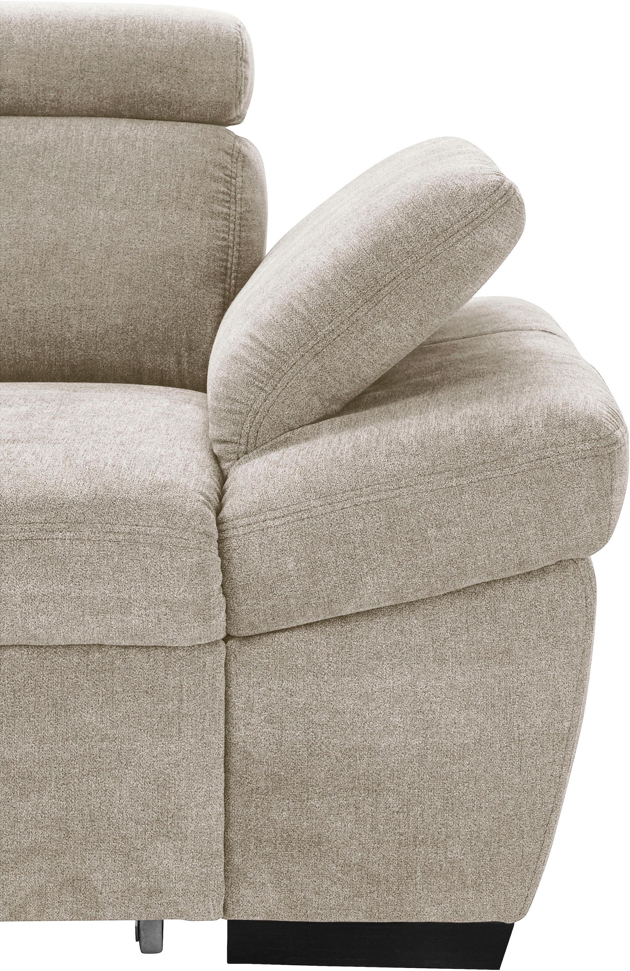 exxpo - sofa fashion Ecksofa »Salerno, klassisch modernes Funktionssofa, hoher Sitzkomfort, L-Form«, inkl. Kopf- und Armteilverstellung, wahlweise mit Bettfunktion