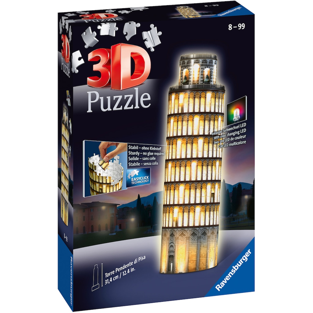 Ravensburger 3D-Puzzle »Schiefer Turm von Pisa bei Nacht«, mit Farbwechsel LEDs; Made in Europe, FSC® - schützt Wald - weltweit