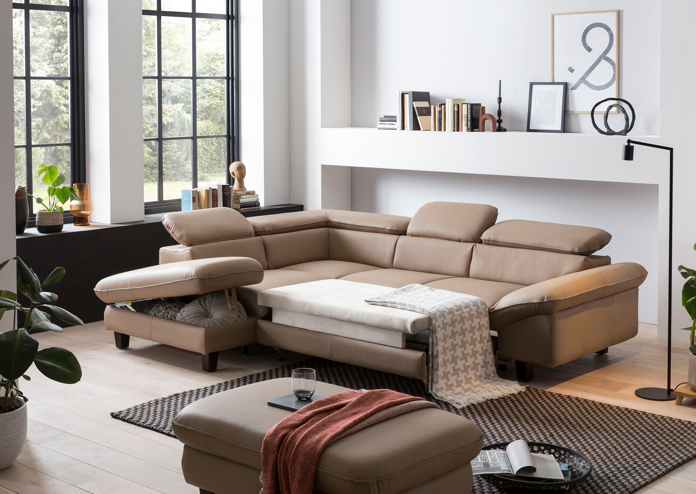 Home affaire Ecksofa »Pilot L-Form«, mit Kopfteilverstellung, wahlweise mit Bettfunktion & Bettkasten