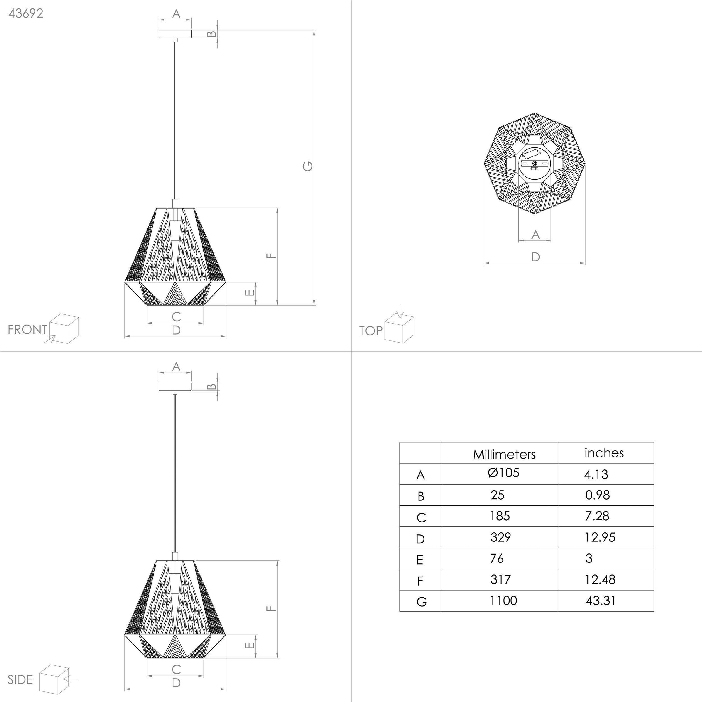EGLO Hängeleuchte »STYPE«, Leuchtmittel E27 | ohne Leuchtmittel-ohne Leuchtmittel, Hängeleuchte, Esszimmerlampe, Lampe, H110 x Ø33, 1X40W exkl.