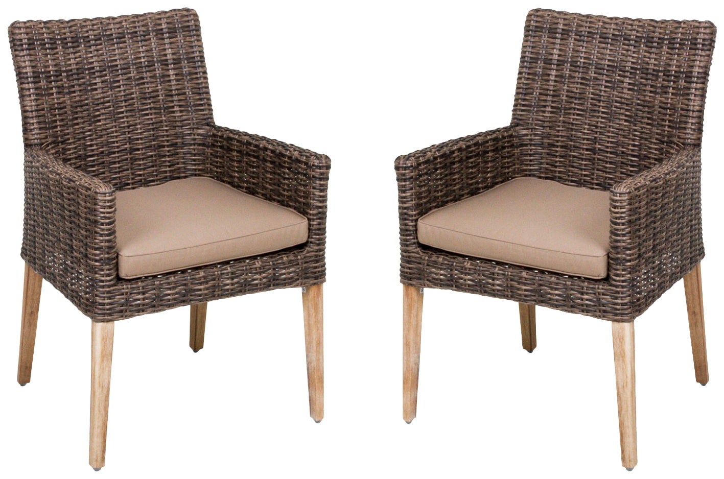 Garden Pleasure Gartenstuhl »NORVELL« (Set) 2 Stk.2er Set, Akazie/Polyratta günstig online kaufen