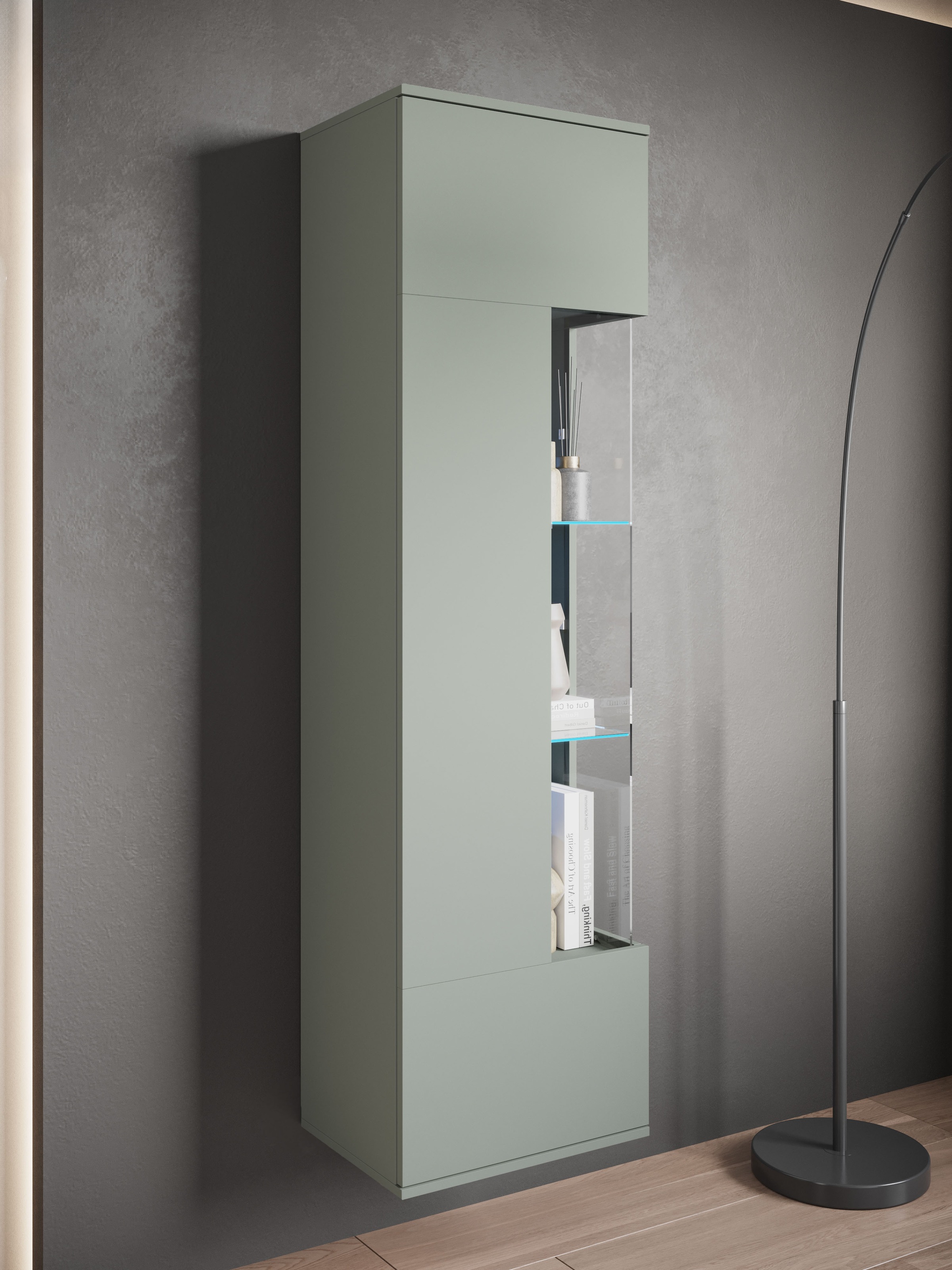 INOSIGN Vitrine »Kenia, stehend und hängend, Türanschlag wechselbar«, (1 St.), Vitrineschrank mit Glastüren 160 cm Höhe
