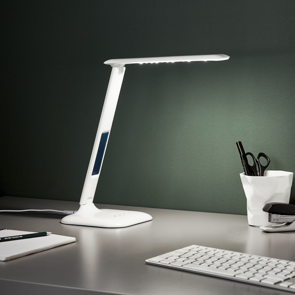 Brilliant Leuchten LED Schreibtischlampe »Glenn«, 1 flammig-flammig, 55 cm Höhe, Touchdimmer, USB-Anschluss, Kunststoff/Metall, weiß