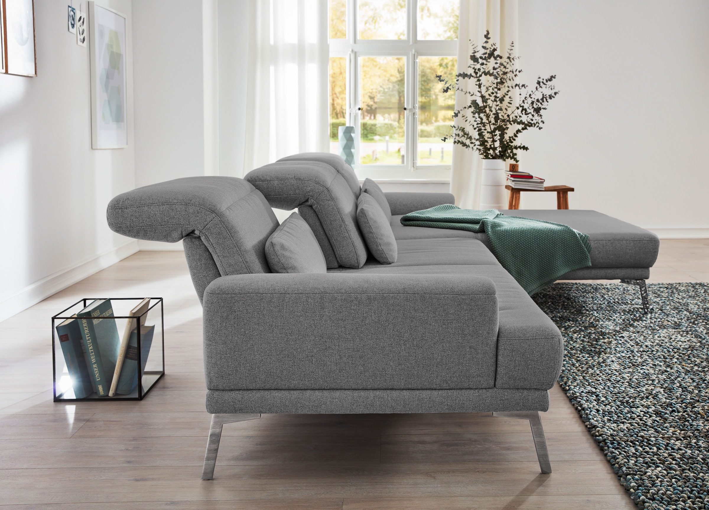 Musterring Ecksofa »MR 4580«, mit Kopf- und Sitztiefenverstellung, Metallfuß chrom, 288 x 193/220cm