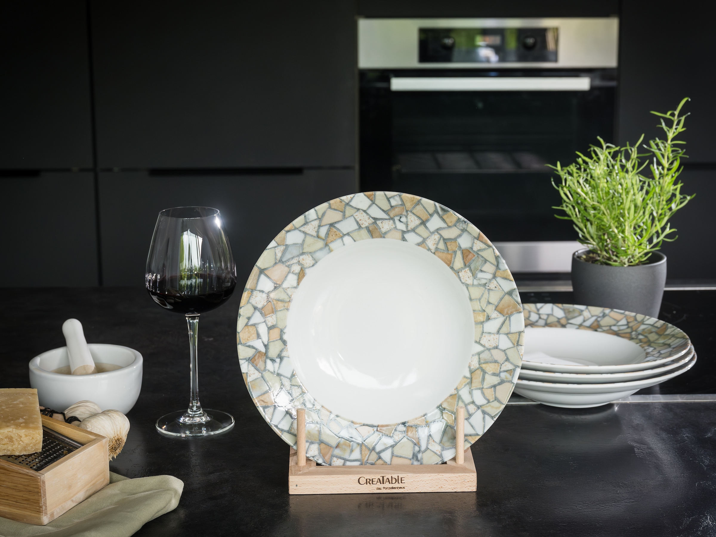 CreaTable Pastateller »Stone Collection Siena, Teller-Set, 4-tlg.« Italienische Eleganz, Vielseitig einsetzbar