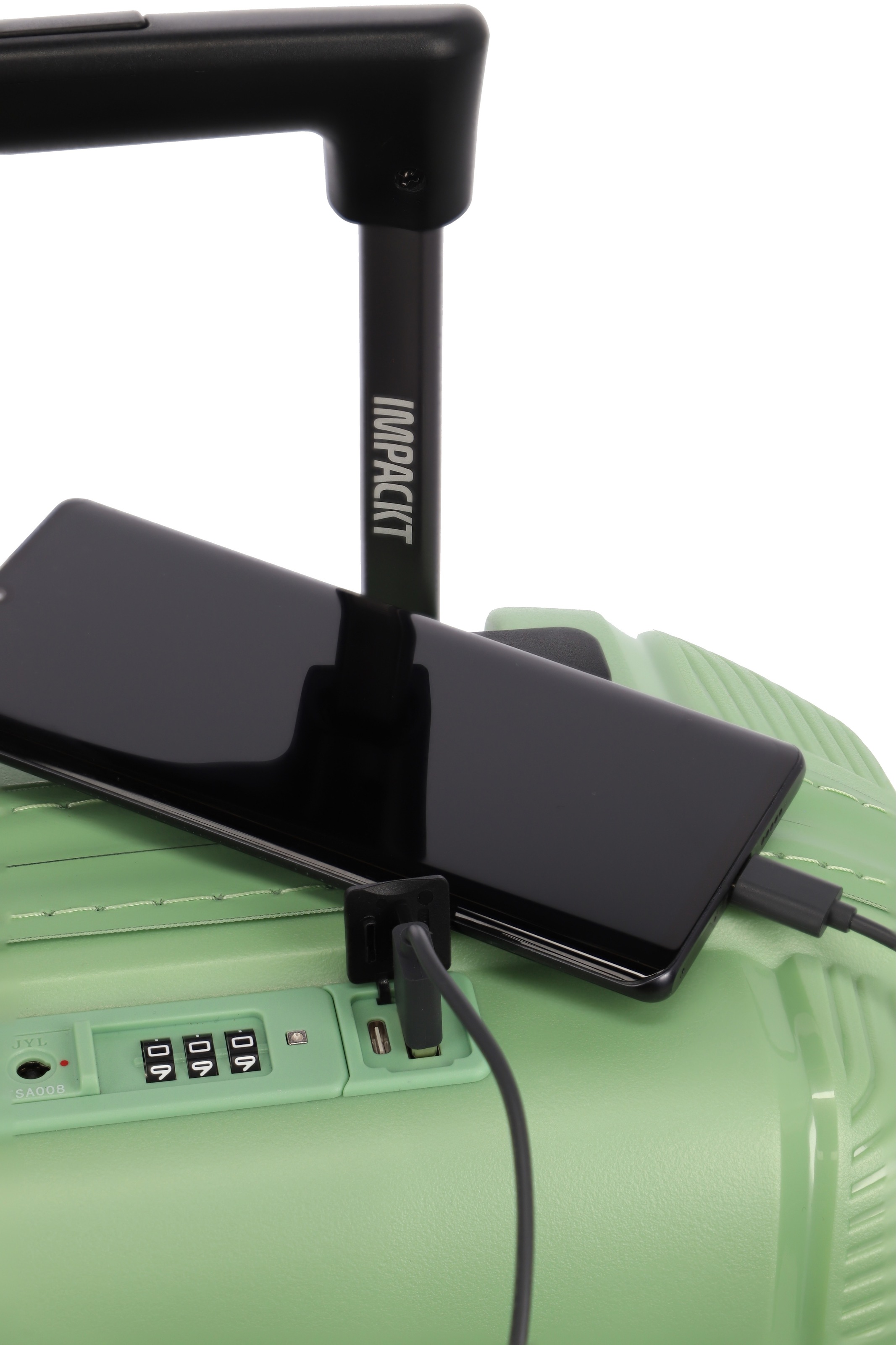 IMPACKT Hartschalen-Trolley »IP1, verschiedene Größen und Farben«, 4 Rollen, Hartschalen-Koffer vegan Koffer Reisegepäck USB-Port TSA Zahlenschloss