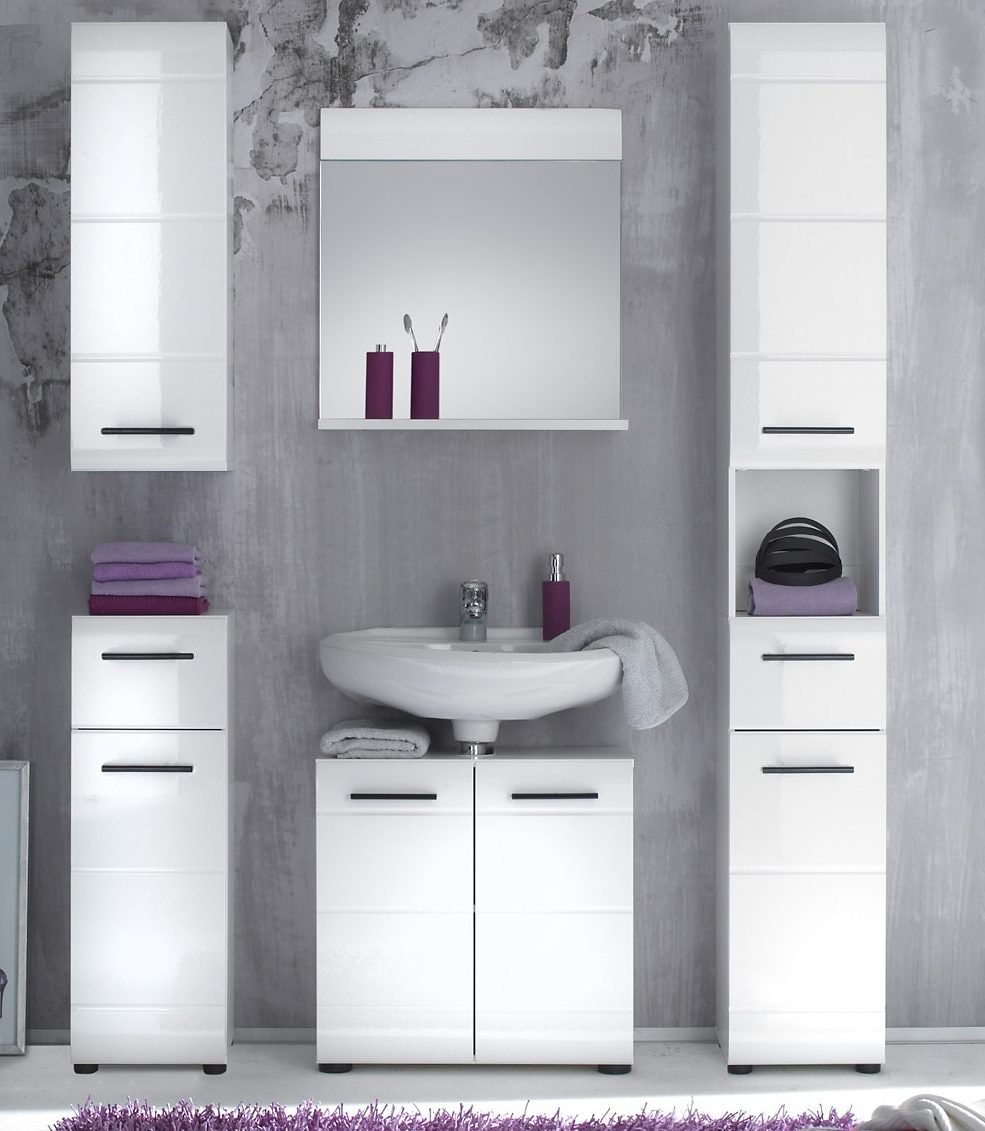 INOSIGN Hängeschrank »Sovana«, Badezimmerschrank mit 2 Fächern in Weiß - Maße (B/T/H) 30/24/77 cm