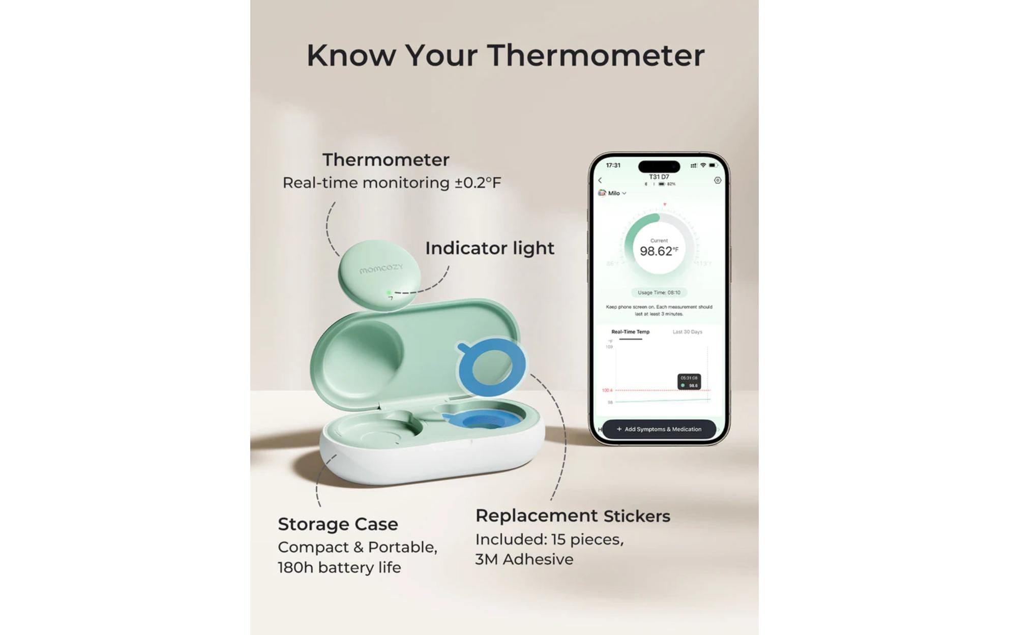 Momcozy Fieberthermometer »Smartes Babythermometer für die Achselhöhle«